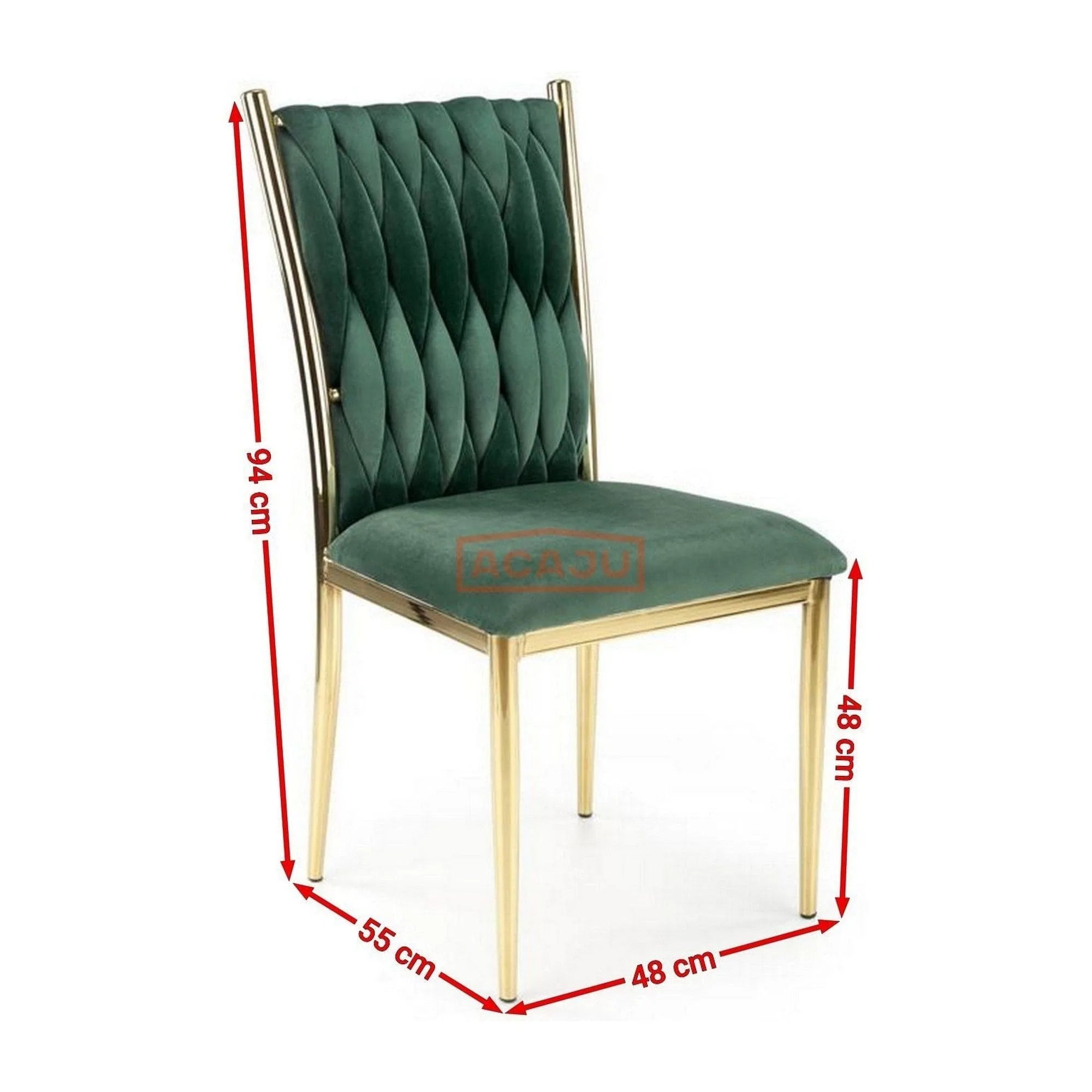 Scaun K436, verde/auriu, stofa catifelata/metal, 48x55x94 cm