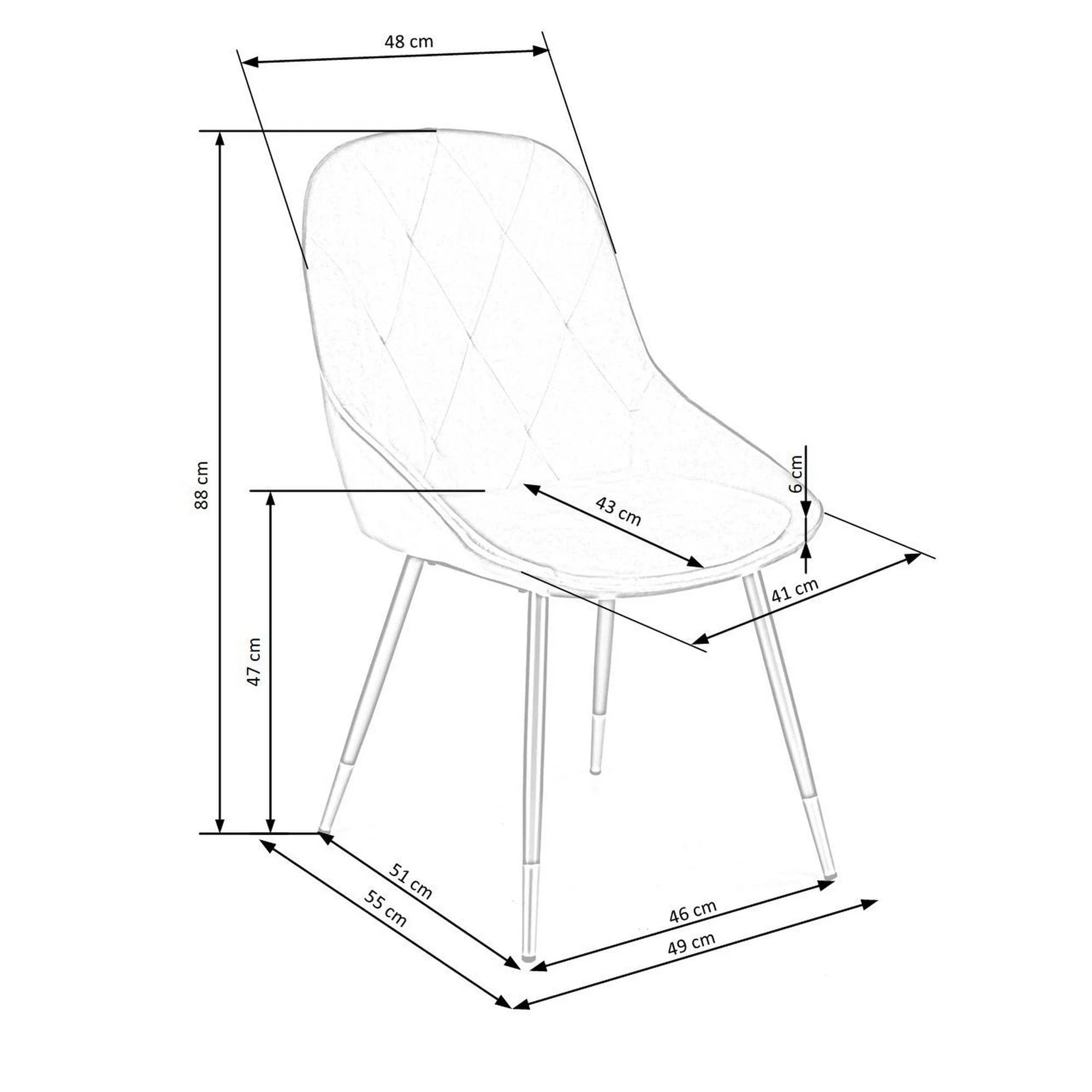 Scaun K437, gri/negru, stofa catifelata/metal, 49x55x88 cm