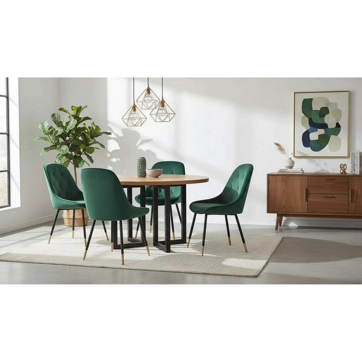 Scaun K437, verde inchis/negru, stofa catifelata/metal, 49x55x88 cm