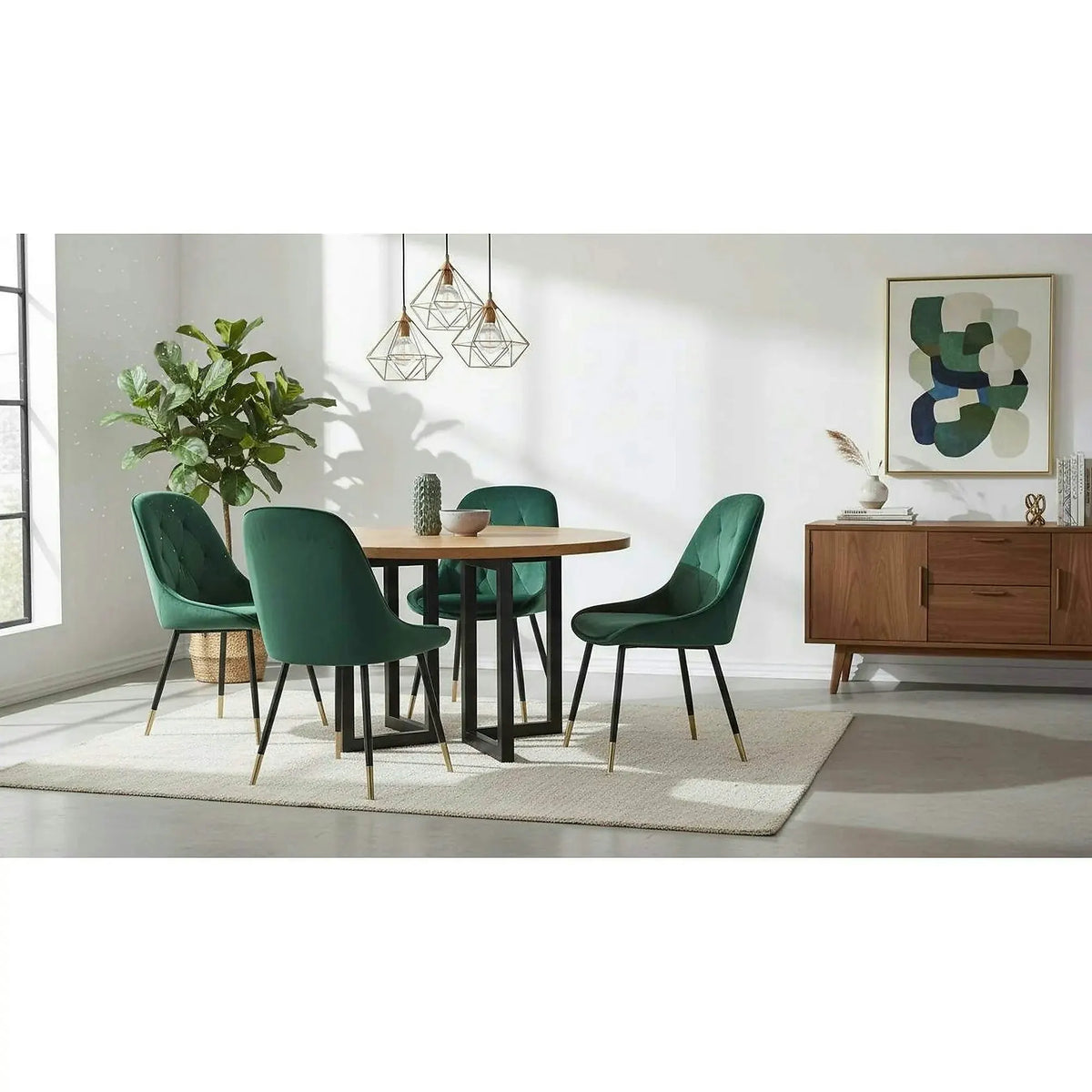 Scaun K437, verde inchis/negru, stofa catifelata/metal, 49x55x88 cm