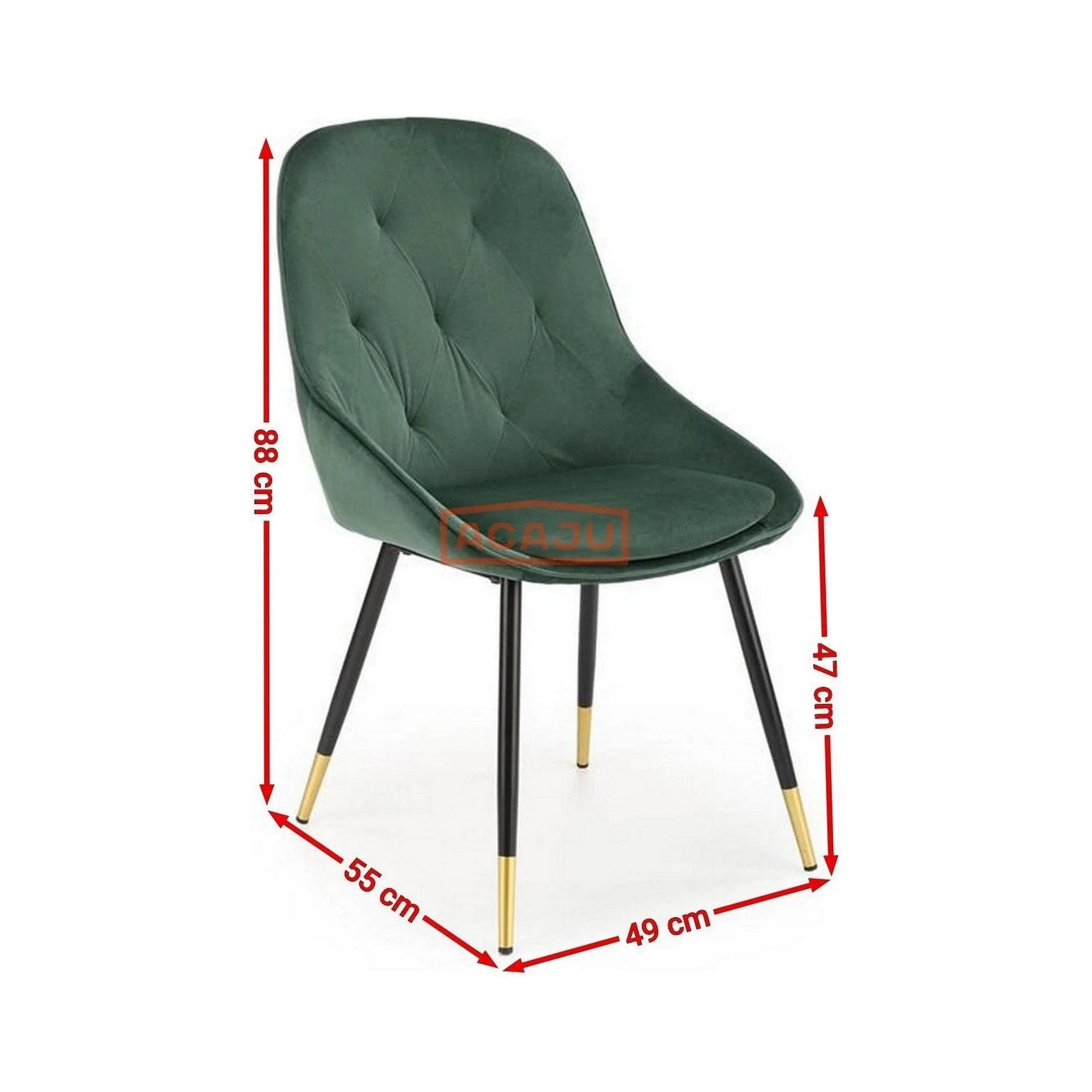 Scaun K437, verde inchis/negru, stofa catifelata/metal, 49x55x88 cm