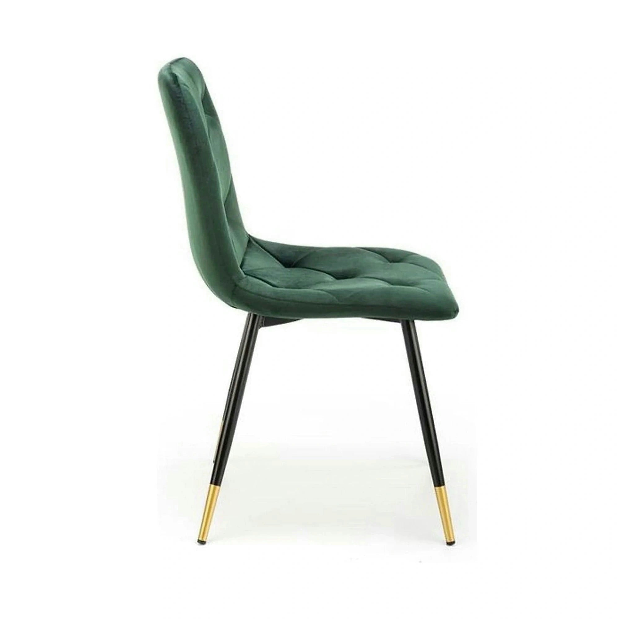 Scaun K438, verde inchis/negru, stofa catifelata/metal, 45x50x86 cm