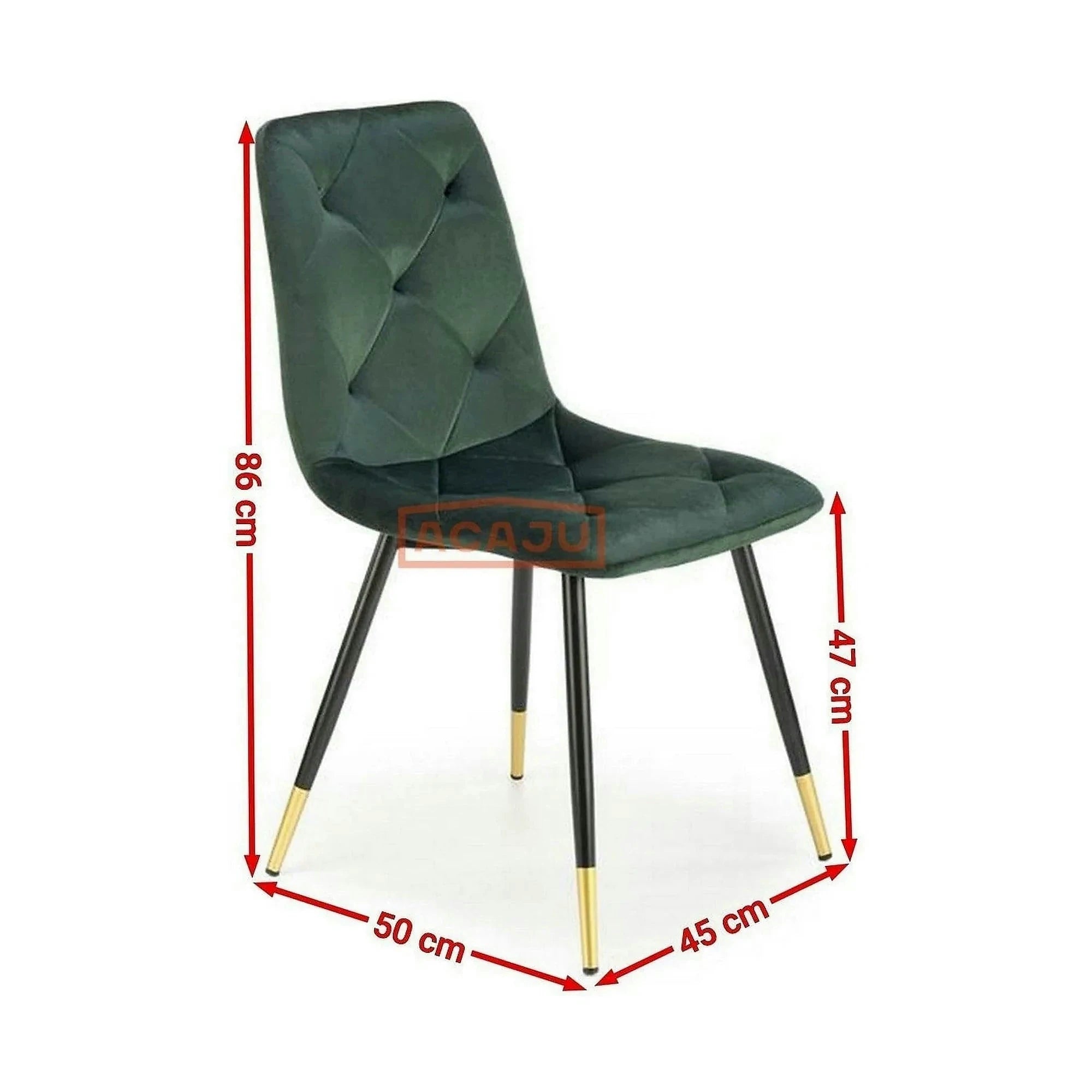 Scaun K438, verde inchis/negru, stofa catifelata/metal, 45x50x86 cm