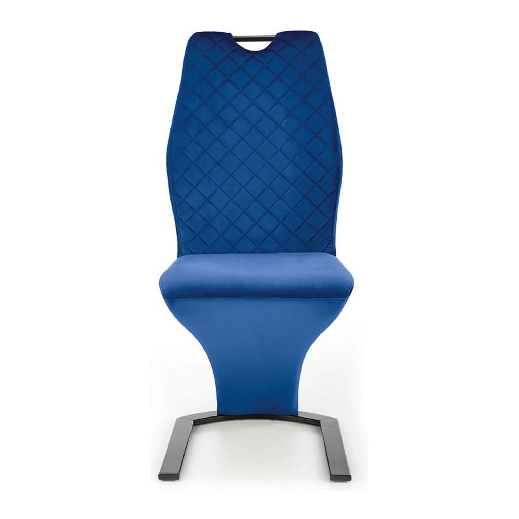 Scaun K442, albastru/negru, stofa catifelata/metal, 46x61x102 cm