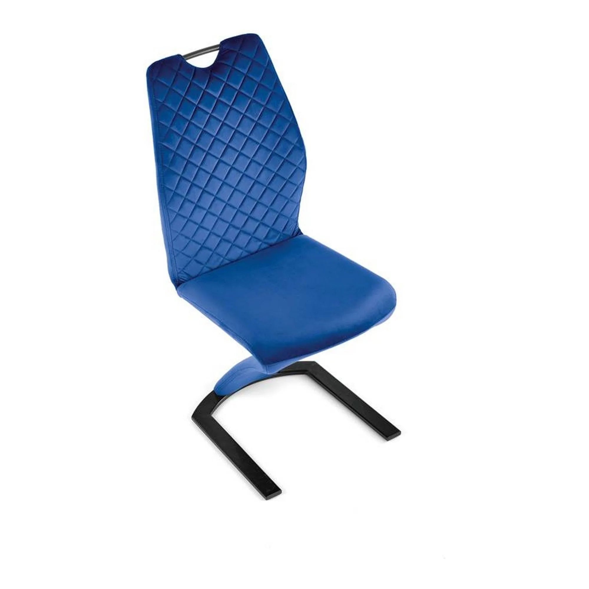 Scaun K442, albastru/negru, stofa catifelata/metal, 46x61x102 cm