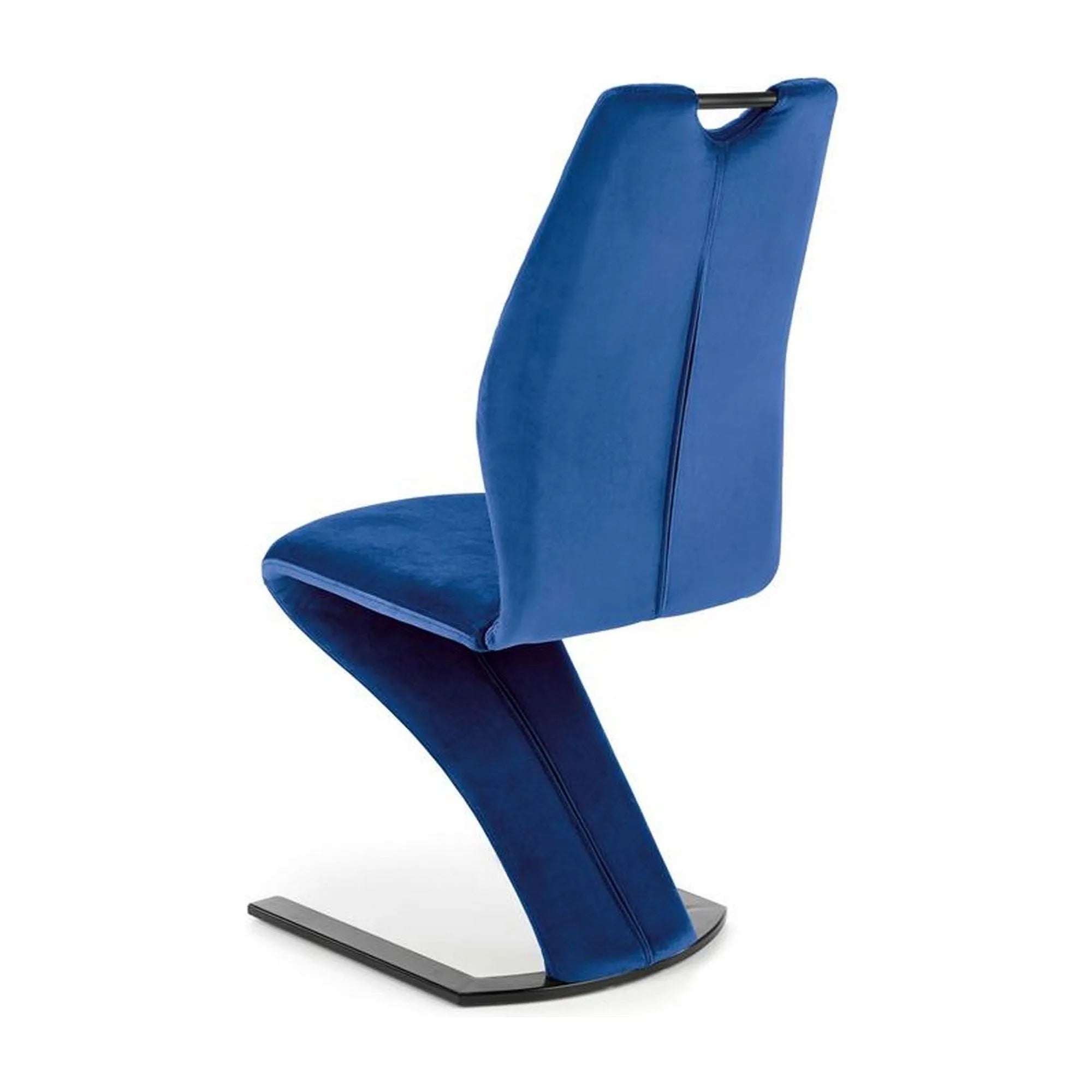 Scaun K442, albastru/negru, stofa catifelata/metal, 46x61x102 cm