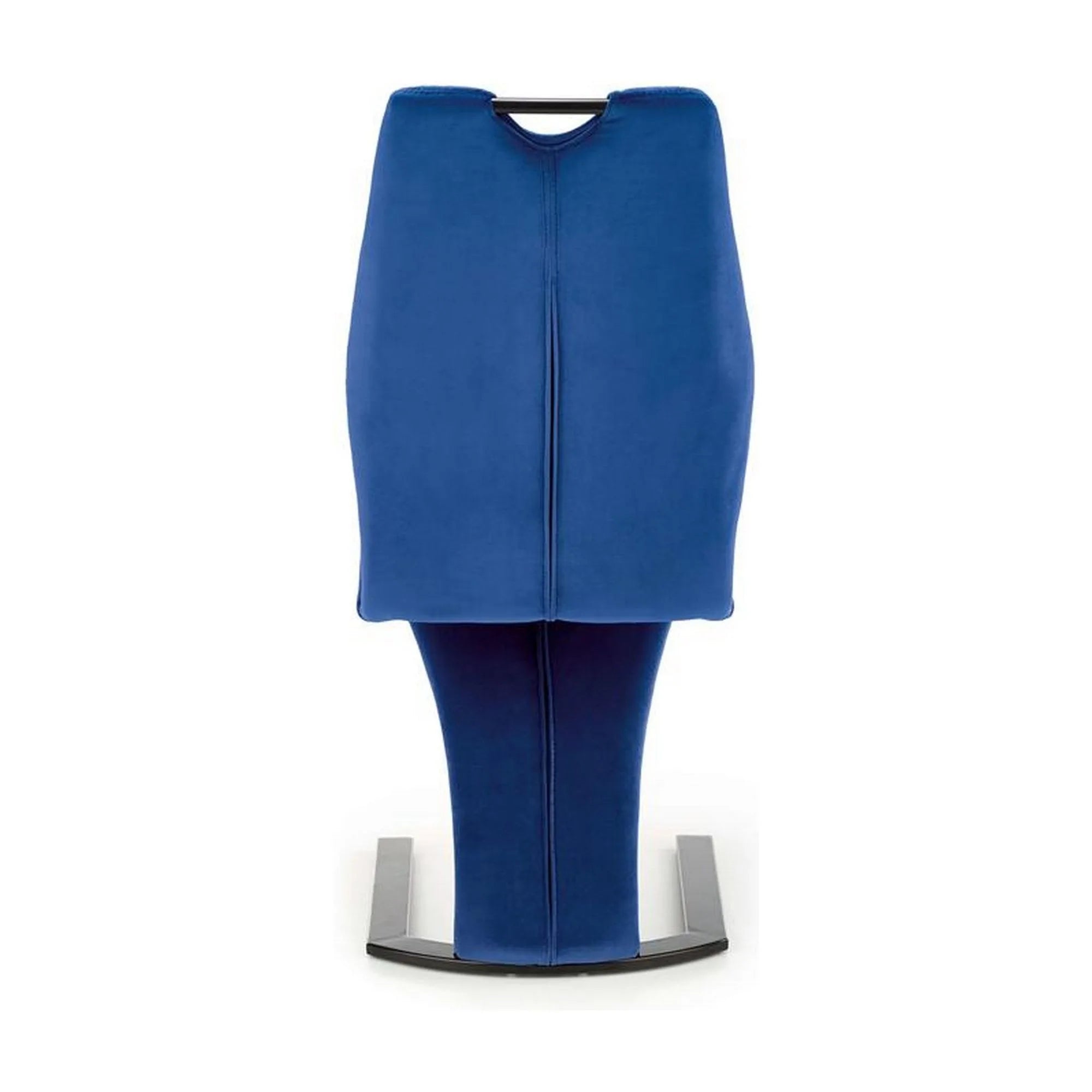 Scaun K442, albastru/negru, stofa catifelata/metal, 46x61x102 cm