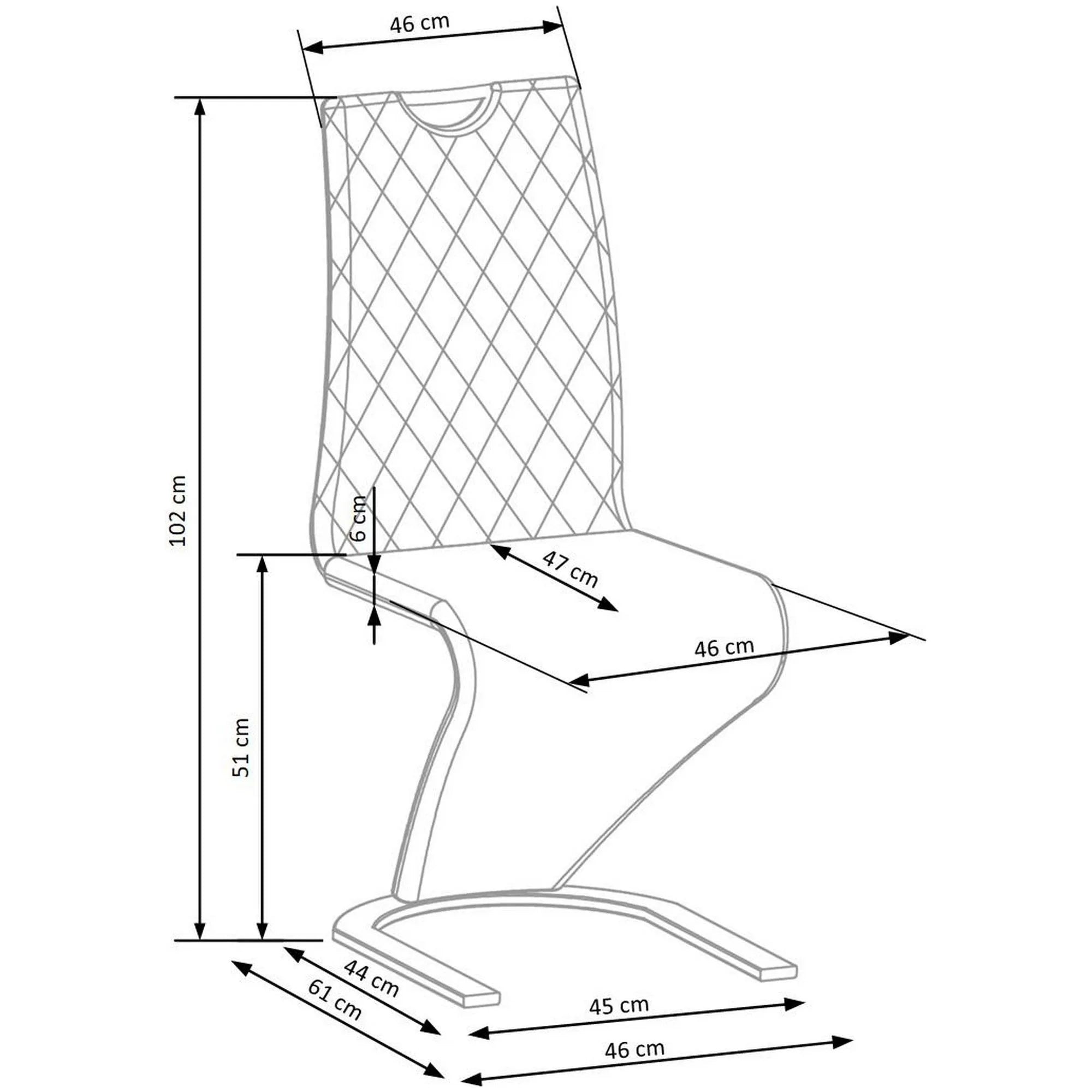 Scaun K442, albastru/negru, stofa catifelata/metal, 46x61x102 cm