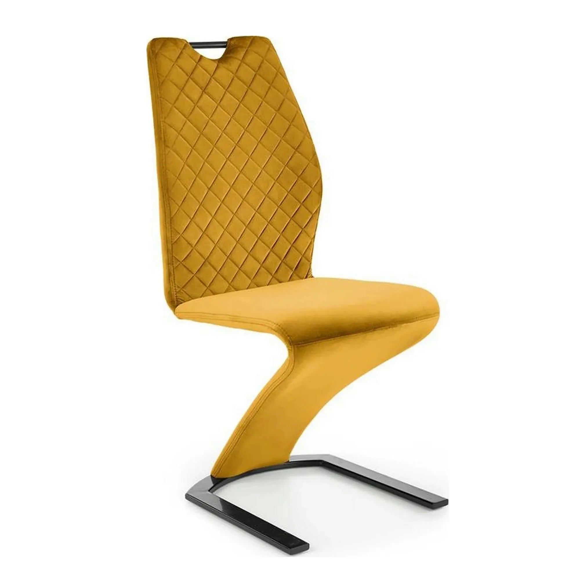 Scaun K442, galben mustar/negru, stofa catifelata/metal, 46x61x102 cm
