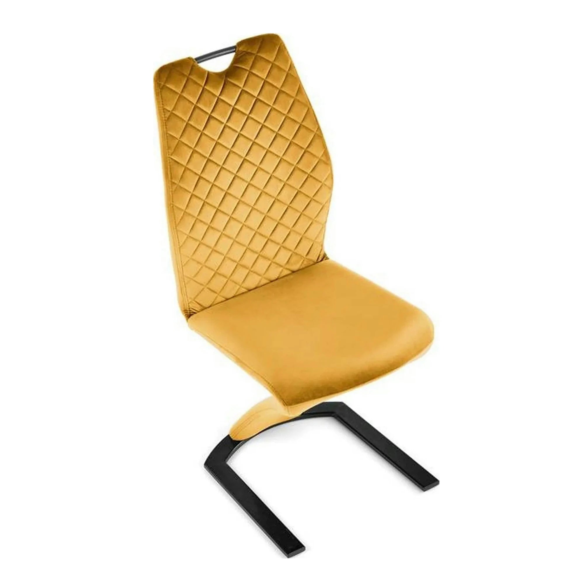 Scaun K442, galben mustar/negru, stofa catifelata/metal, 46x61x102 cm