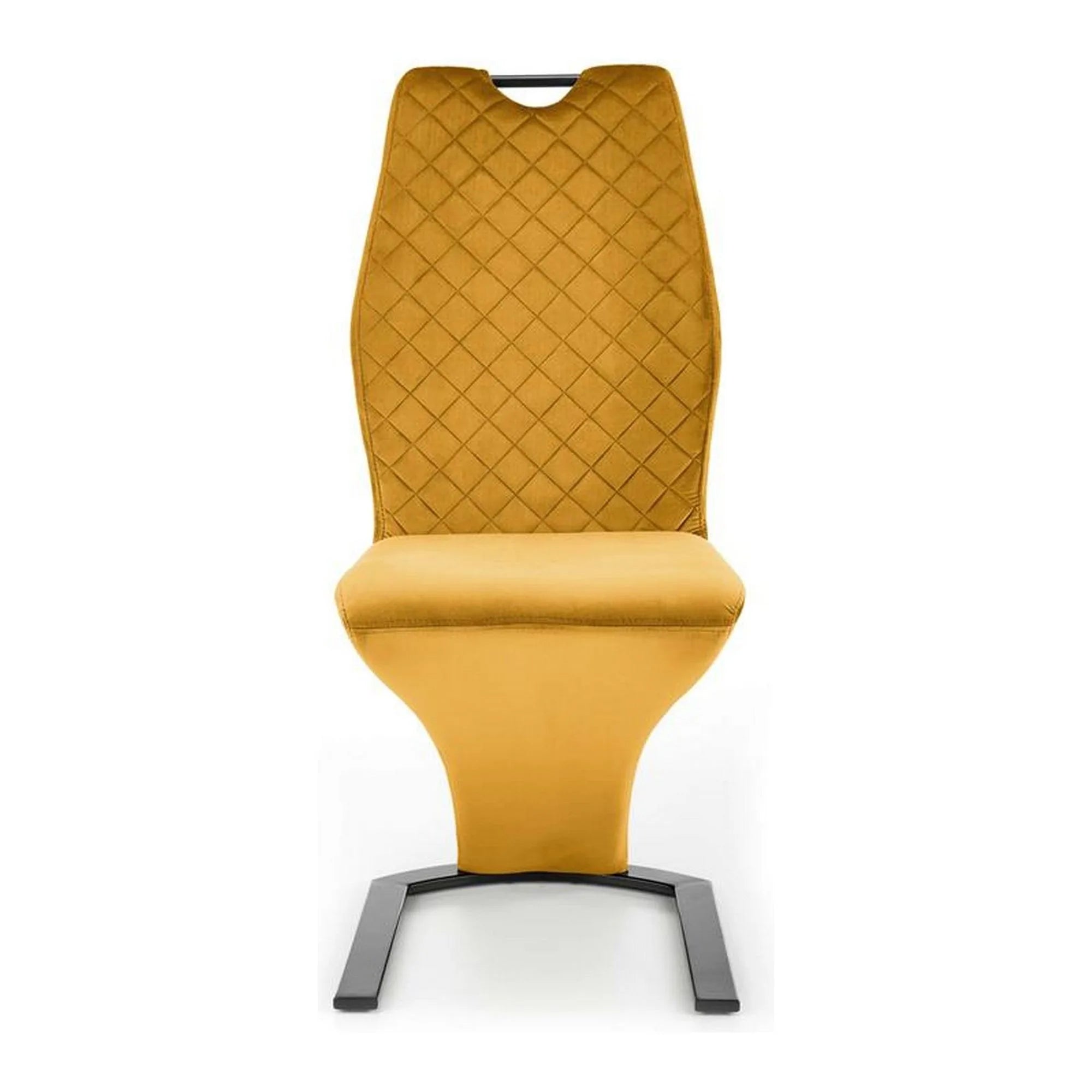 Scaun K442, galben mustar/negru, stofa catifelata/metal, 46x61x102 cm