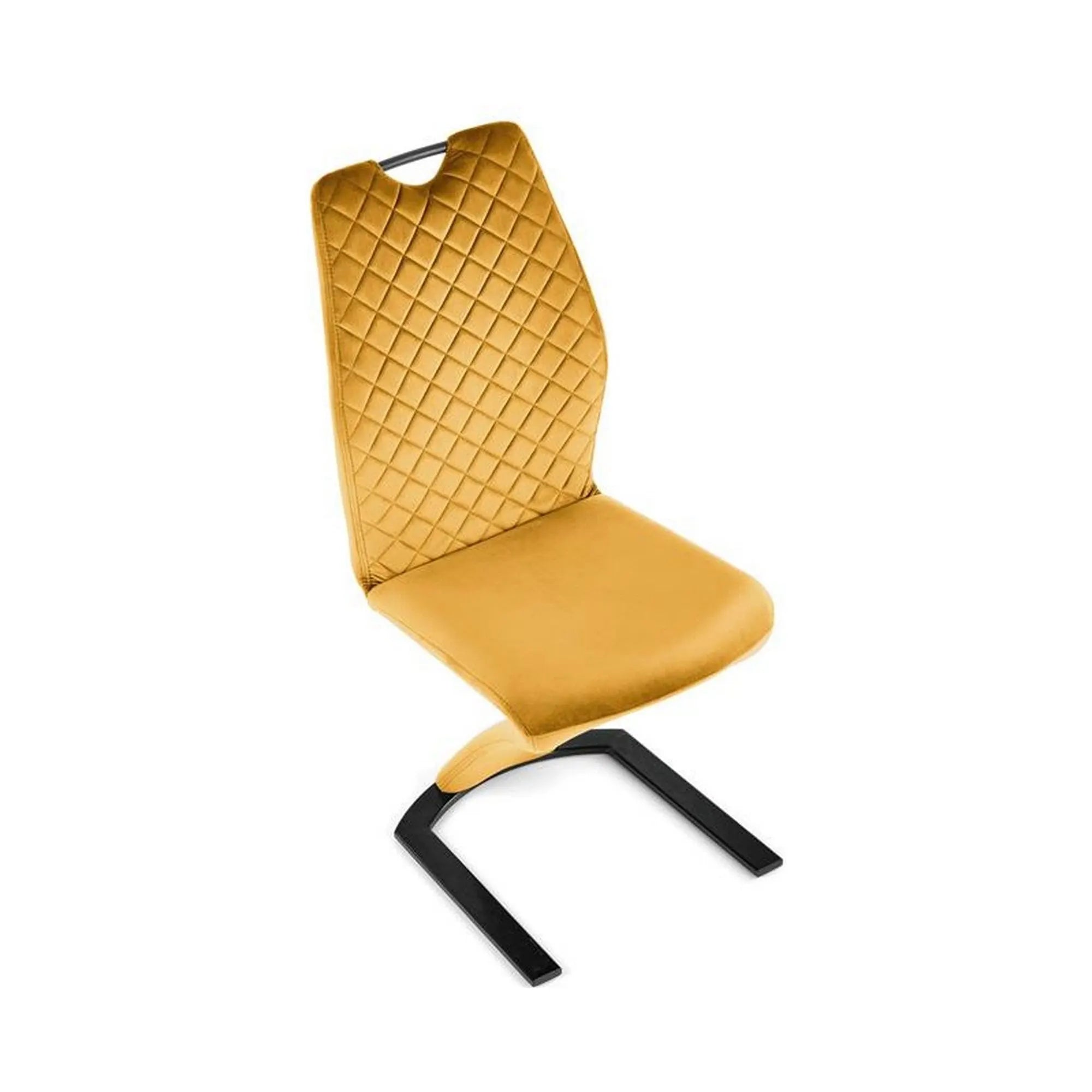 Scaun K442, galben mustar/negru, stofa catifelata/metal, 46x61x102 cm