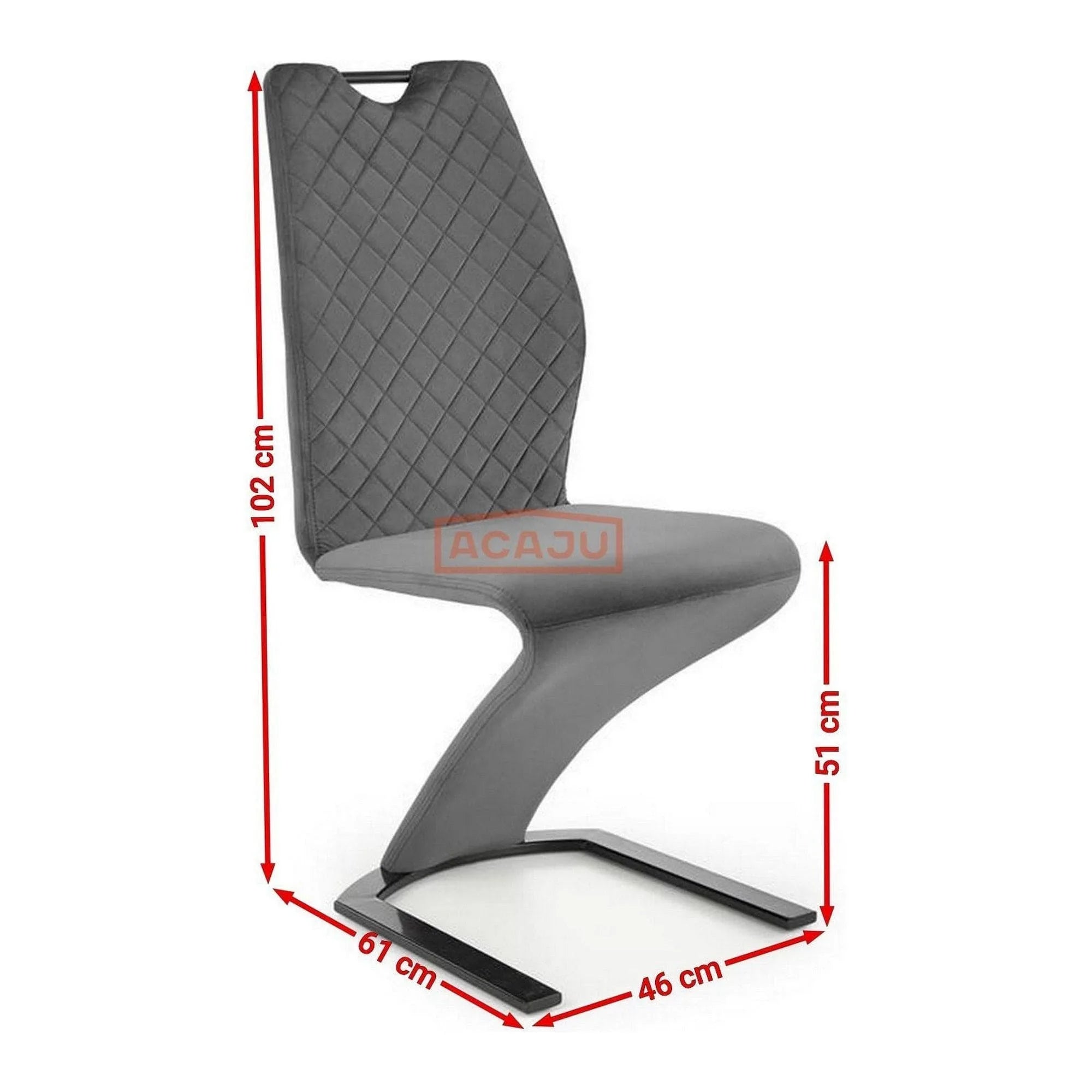 Scaun K442, gri/negru, stofa catifelata/metal, 46x61x102 cm