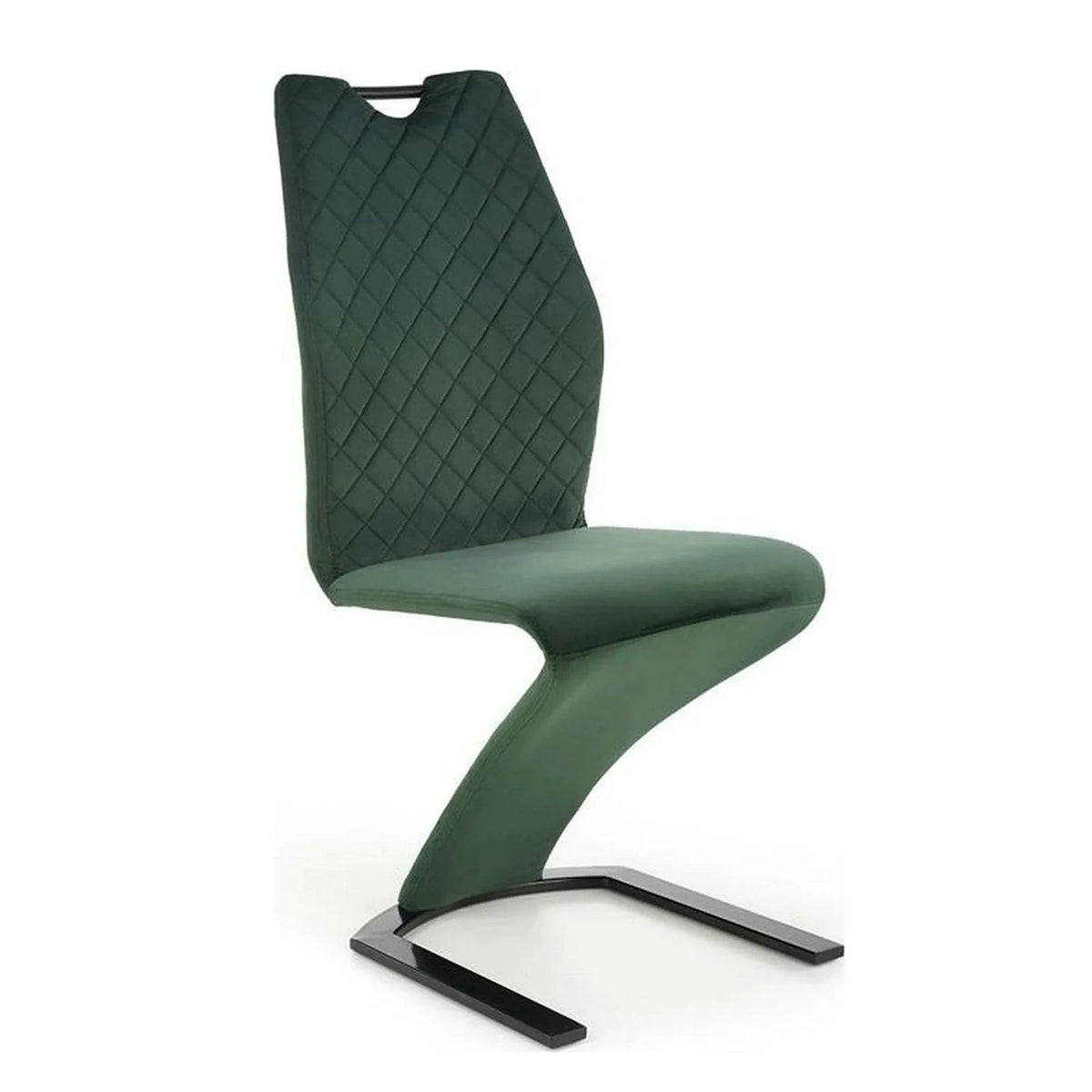 Scaun K442, verde inchis/negru, stofa catifelata/metal, 46x61x102 cm