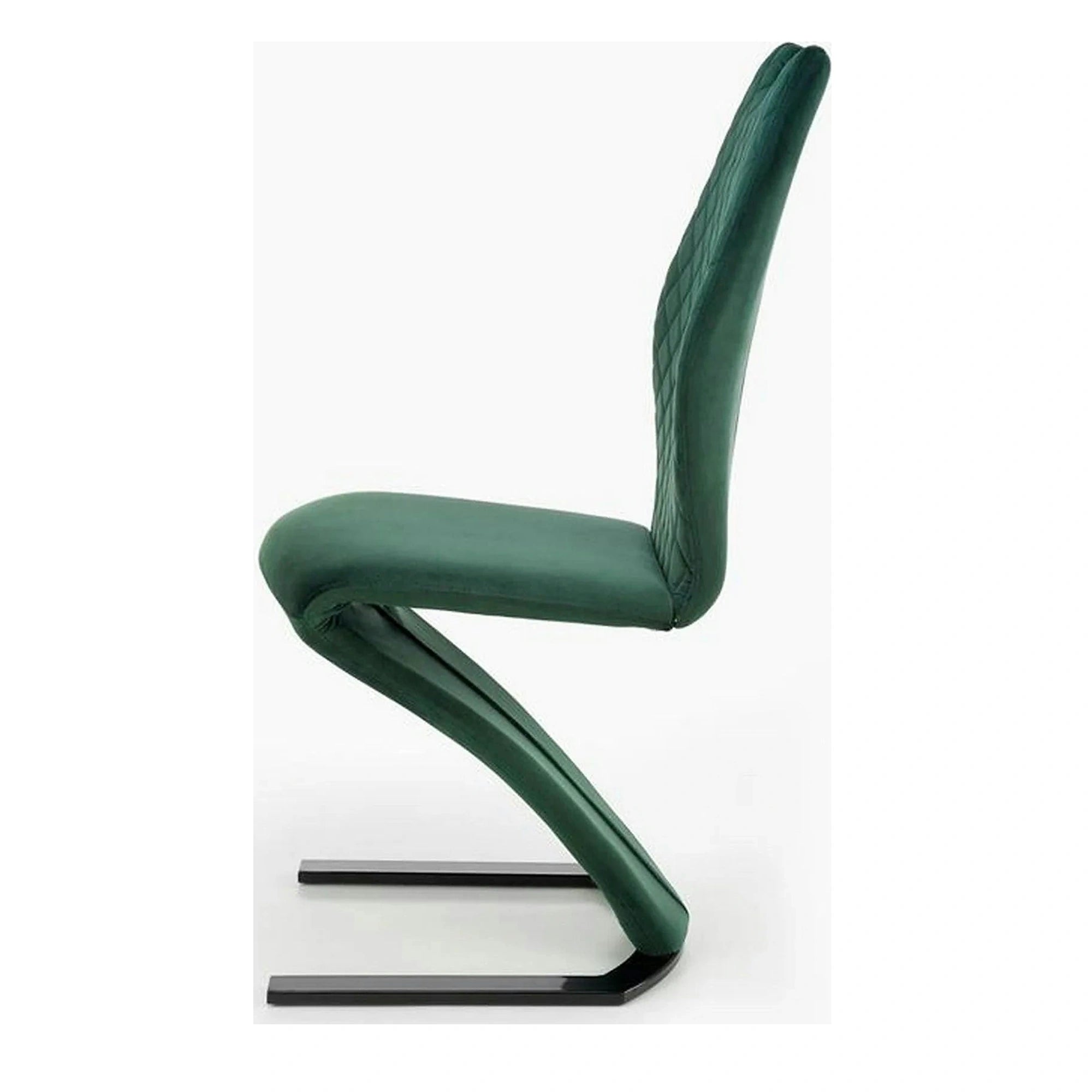 Scaun K442, verde inchis/negru, stofa catifelata/metal, 46x61x102 cm