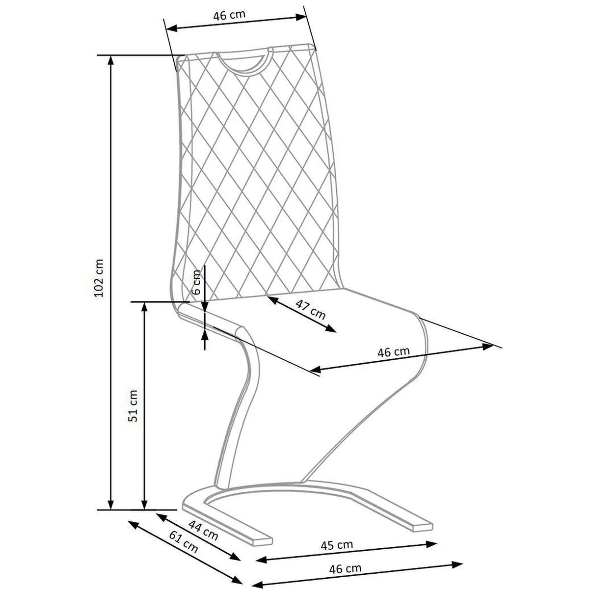 Scaun K442, verde inchis/negru, stofa catifelata/metal, 46x61x102 cm
