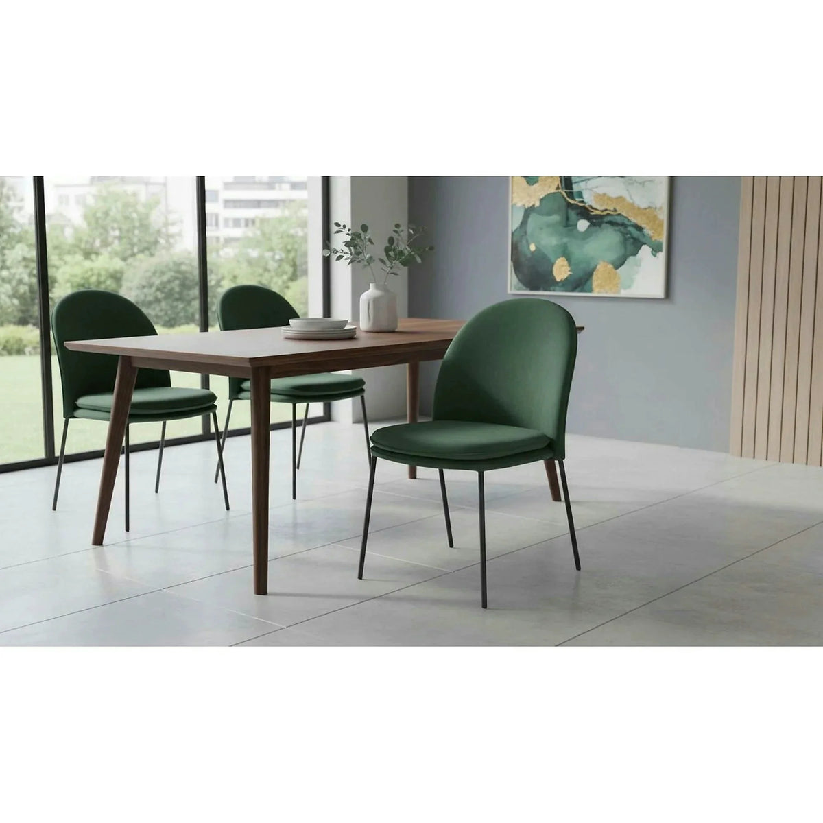 Scaun K443, verde/negru, stofa catifelata/metal, 50x58x84 cm
