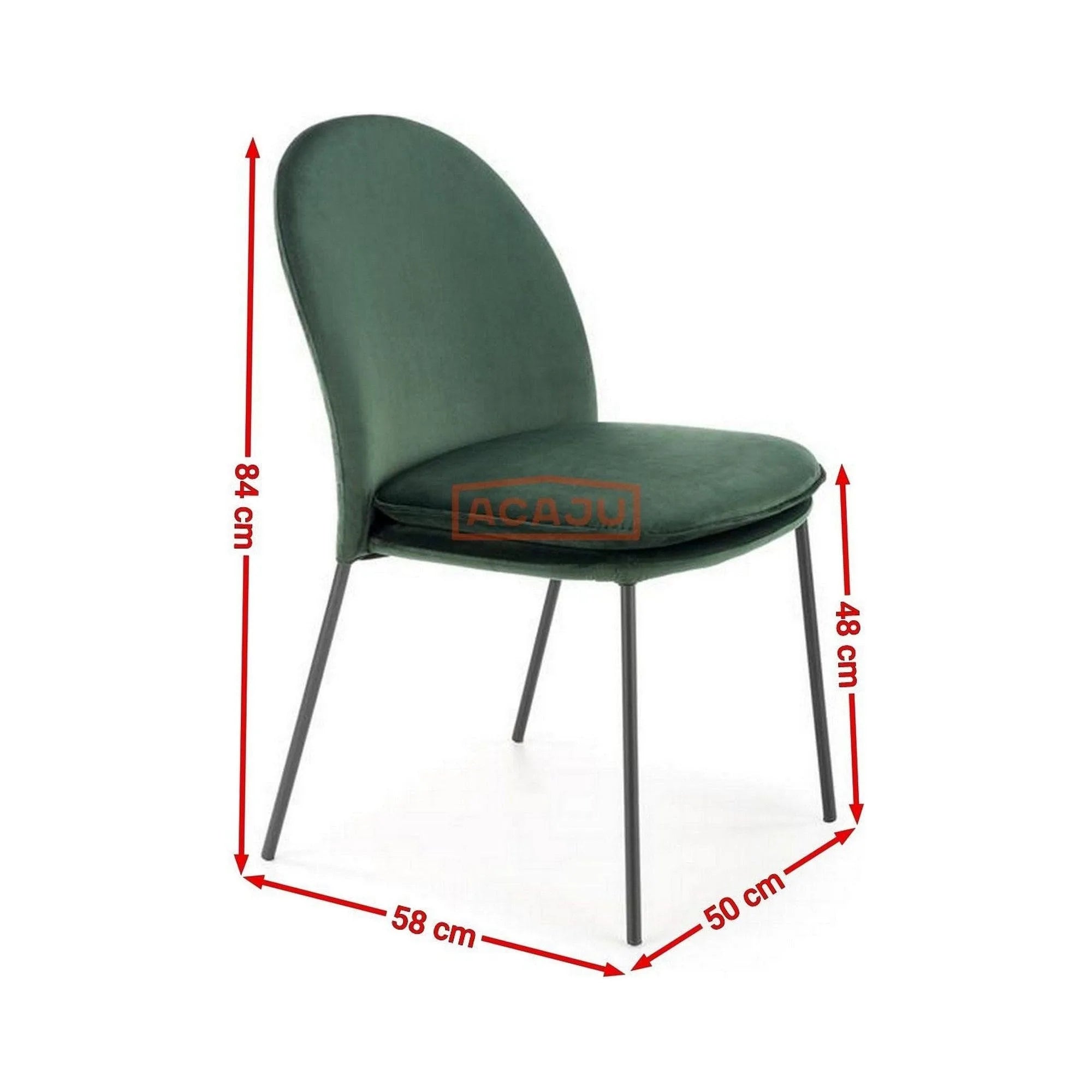 Scaun K443, verde/negru, stofa catifelata/metal, 50x58x84 cm