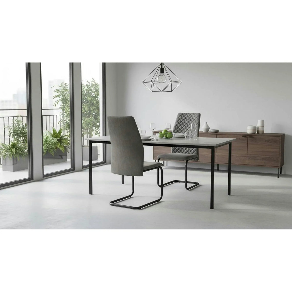Scaun K444, gri/negru, stofa catifelata/metal, 44x54x97 cm
