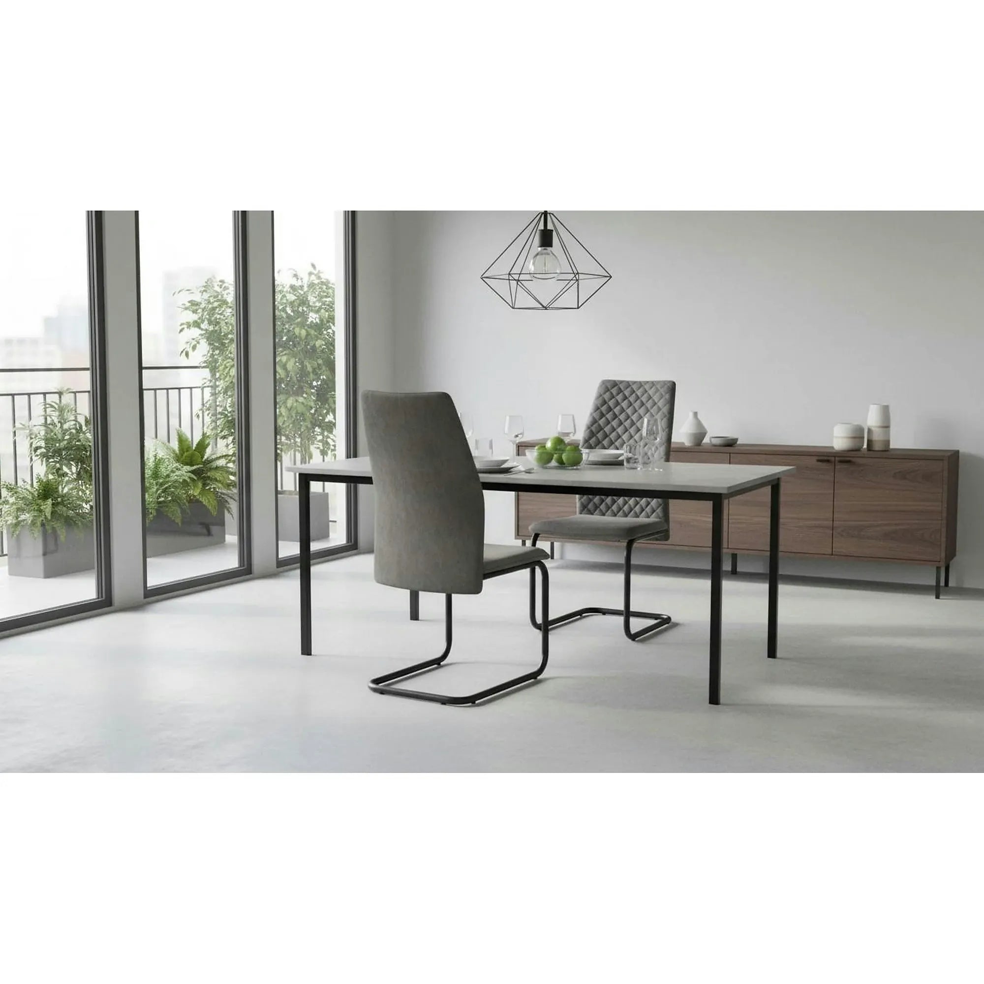 Scaun K444, gri/negru, stofa catifelata/metal, 44x54x97 cm