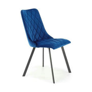 Scaun K450, albastru/negru, stofa catifelata/metal, 44x58x85 cm