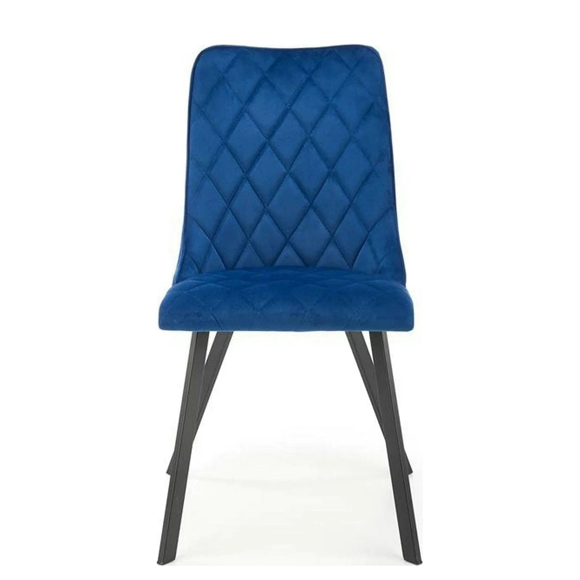 Scaun K450, albastru/negru, stofa catifelata/metal, 44x58x85 cm
