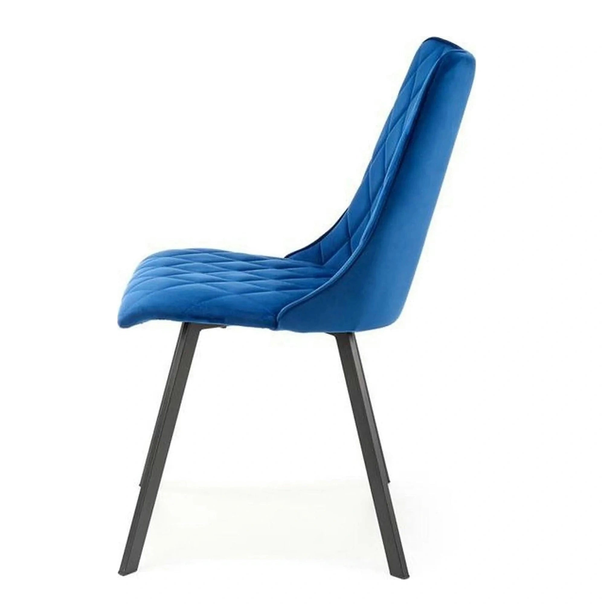 Scaun K450, albastru/negru, stofa catifelata/metal, 44x58x85 cm