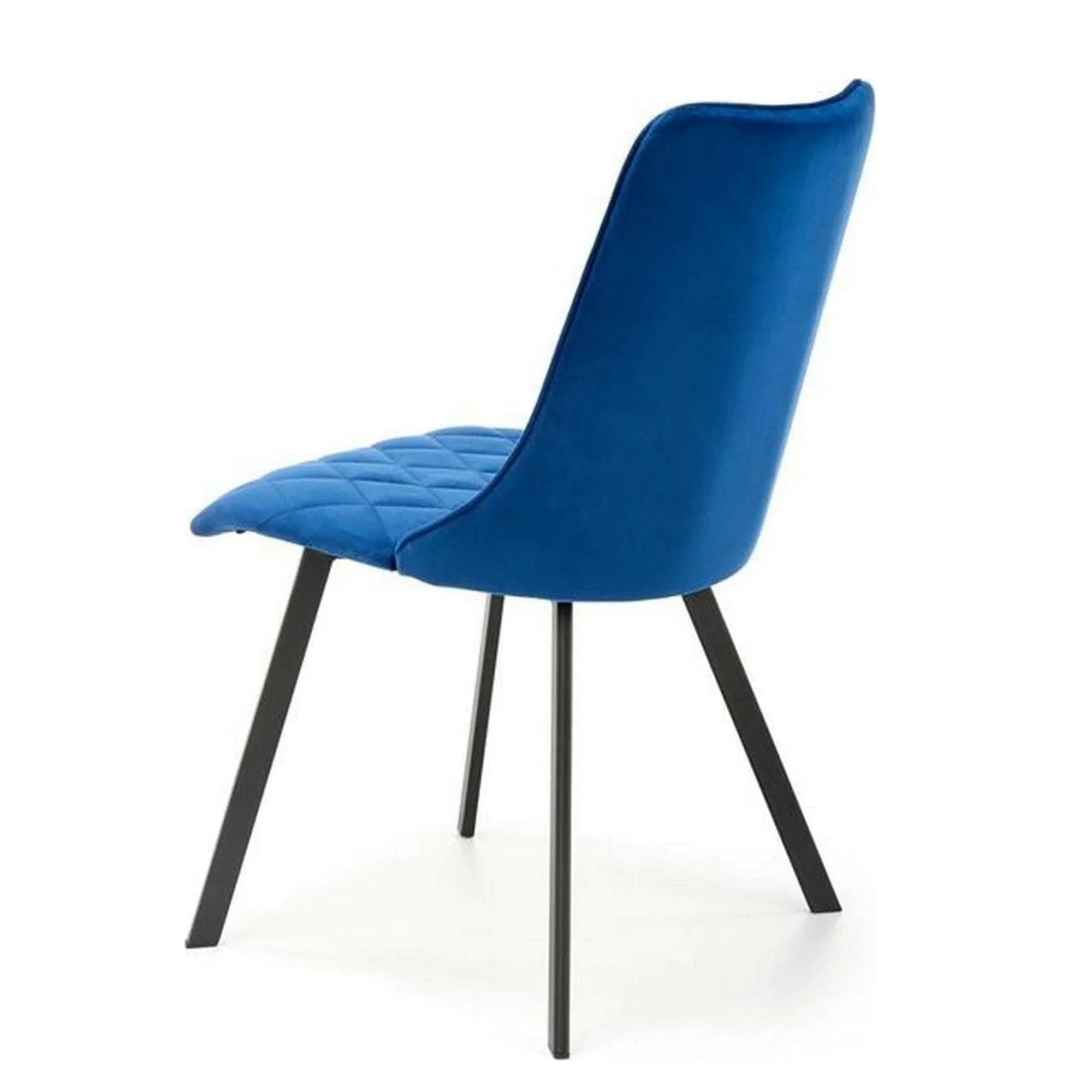 Scaun K450, albastru/negru, stofa catifelata/metal, 44x58x85 cm