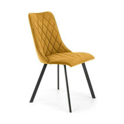 Scaun K450, galben mustar/negru, stofa catifelata/metal, 44x58x85 cm