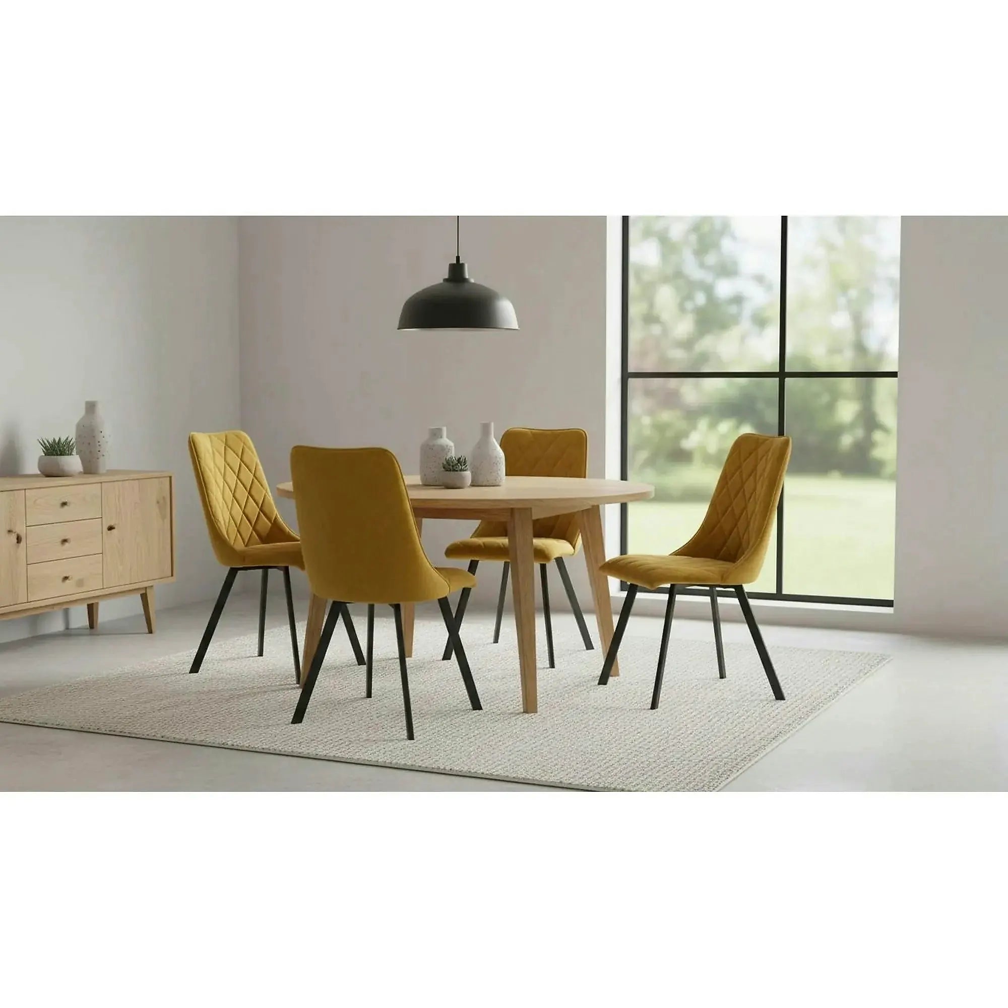 Scaun K450, galben mustar/negru, stofa catifelata/metal, 44x58x85 cm