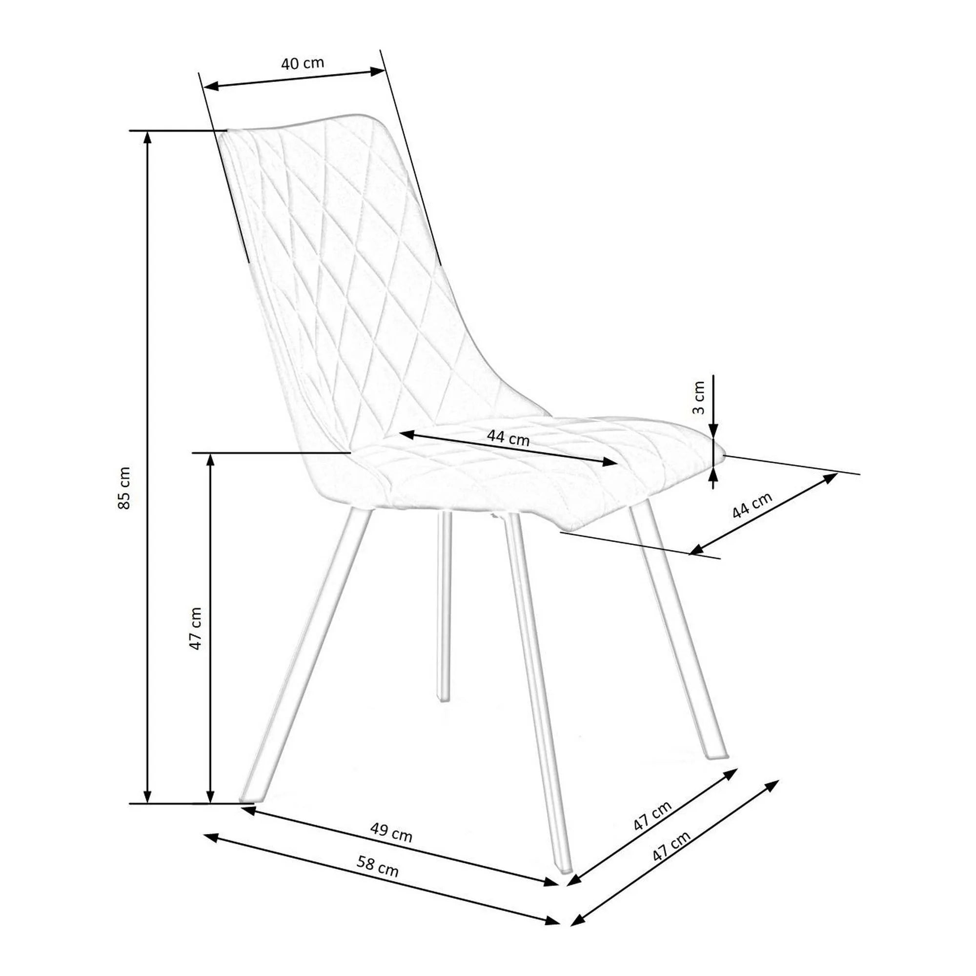 Scaun K450, galben mustar/negru, stofa catifelata/metal, 44x58x85 cm