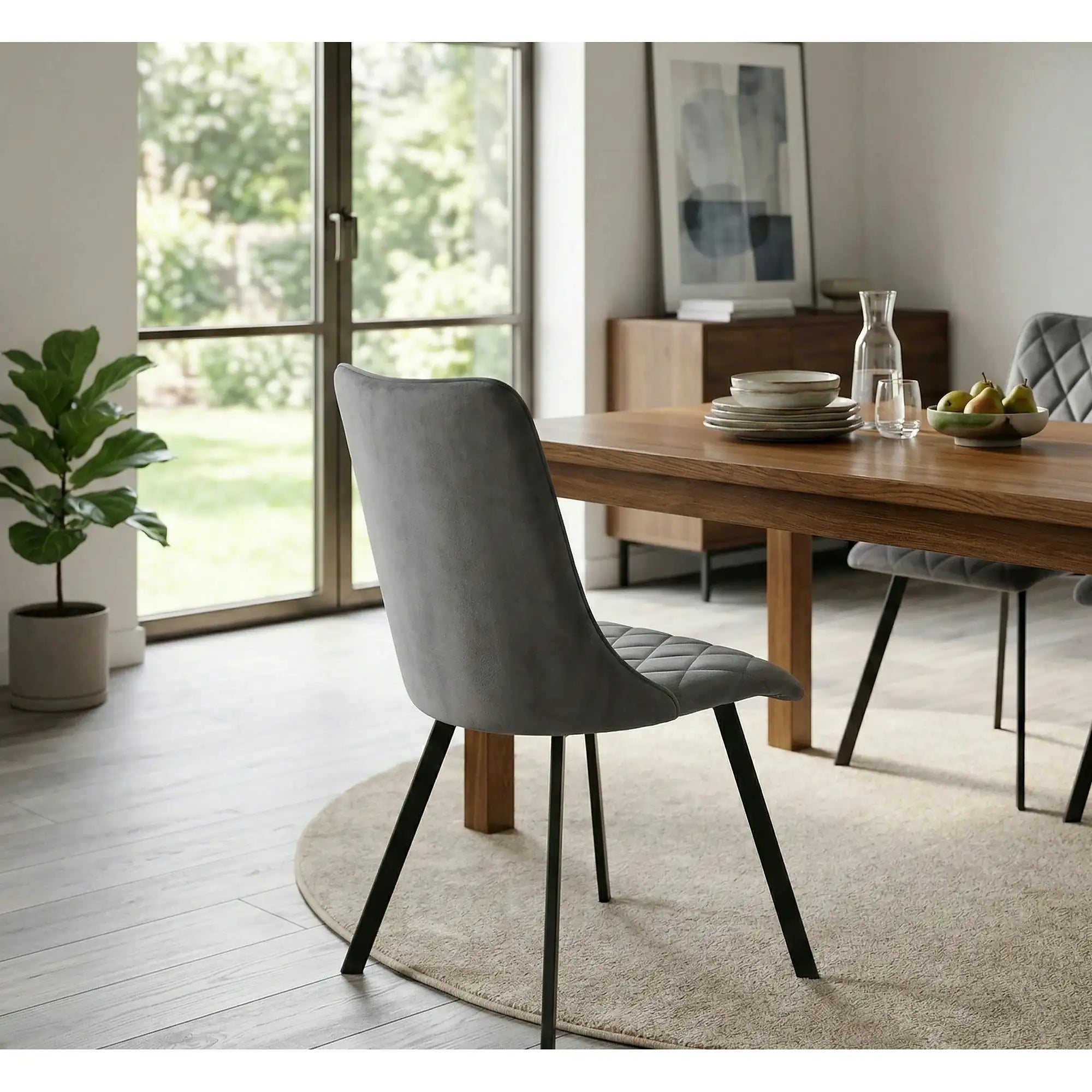 Scaun K450, gri/negru, stofa catifelata/metal, 44x58x85 cm