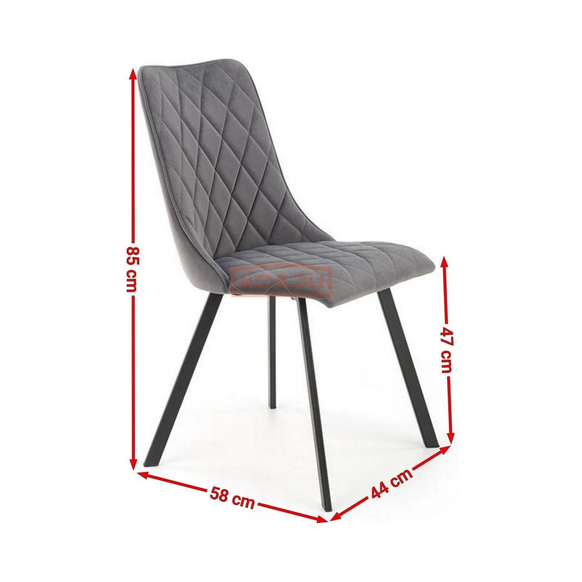 Scaun K450, gri/negru, stofa catifelata/metal, 44x58x85 cm