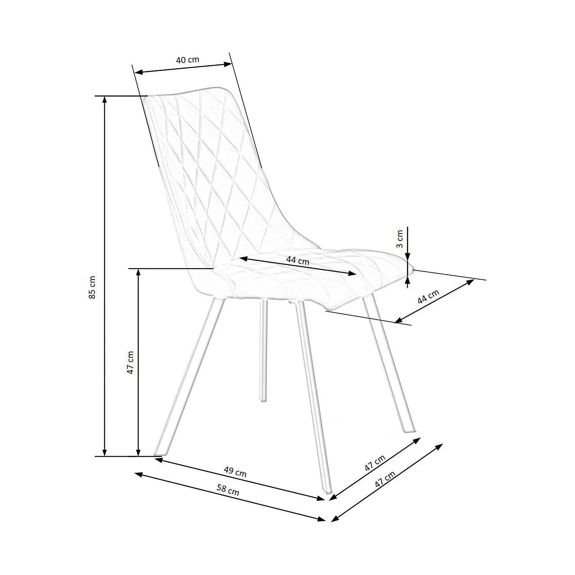 Scaun K450, negru, stofa catifelata/metal, 44x58x85 cm