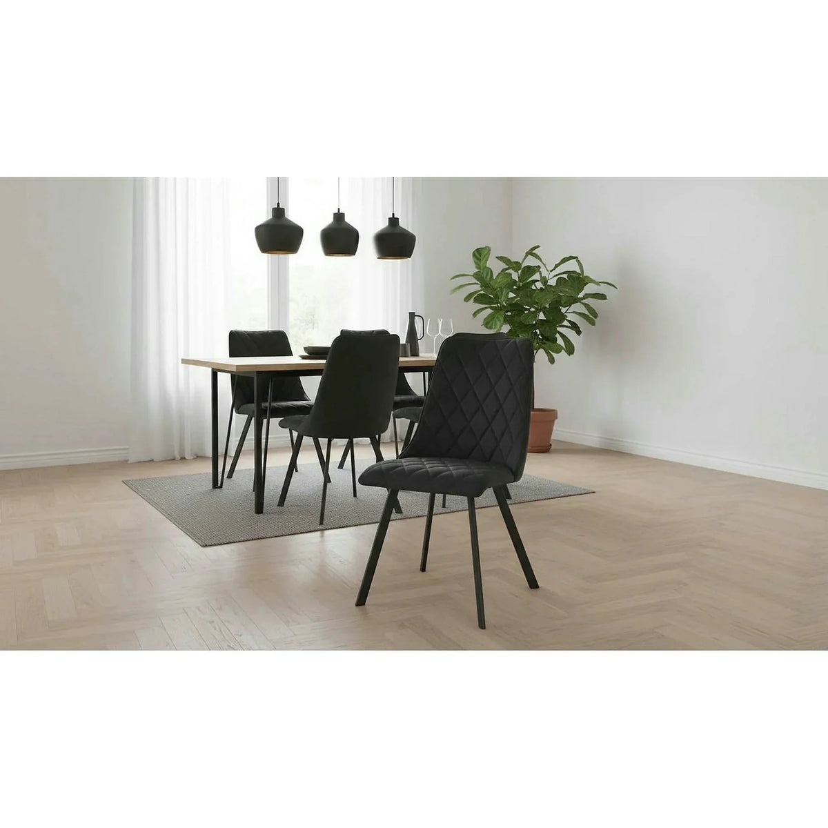 Scaun K450, negru, stofa catifelata/metal, 44x58x85 cm