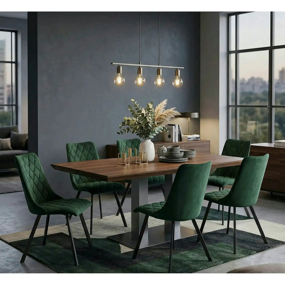 Scaun K450, verde/negru, stofa catifelata/metal, 44x58x85 cm