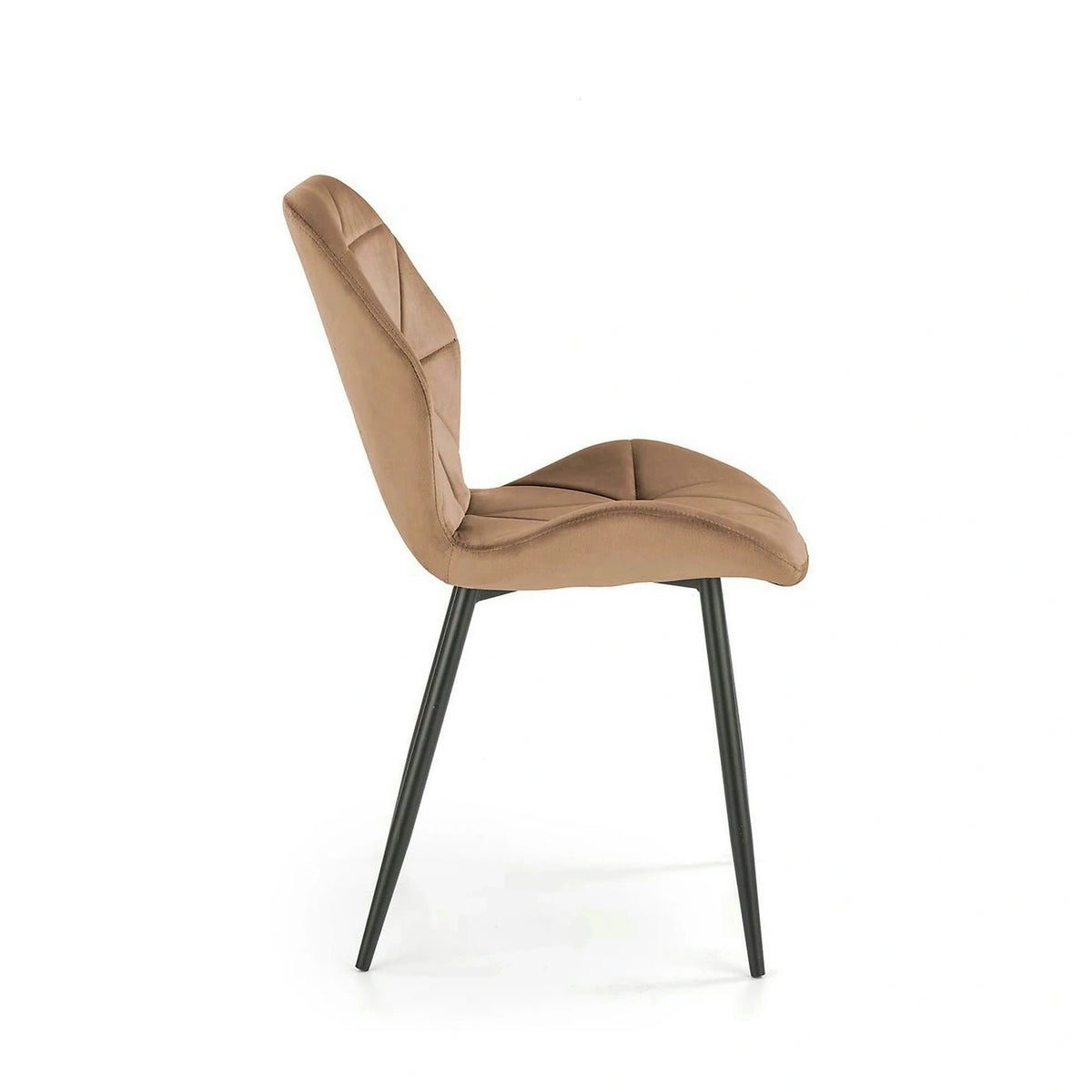 Scaun K453, bej/negru, stofa catifelata/metal, 48x53x86 cm