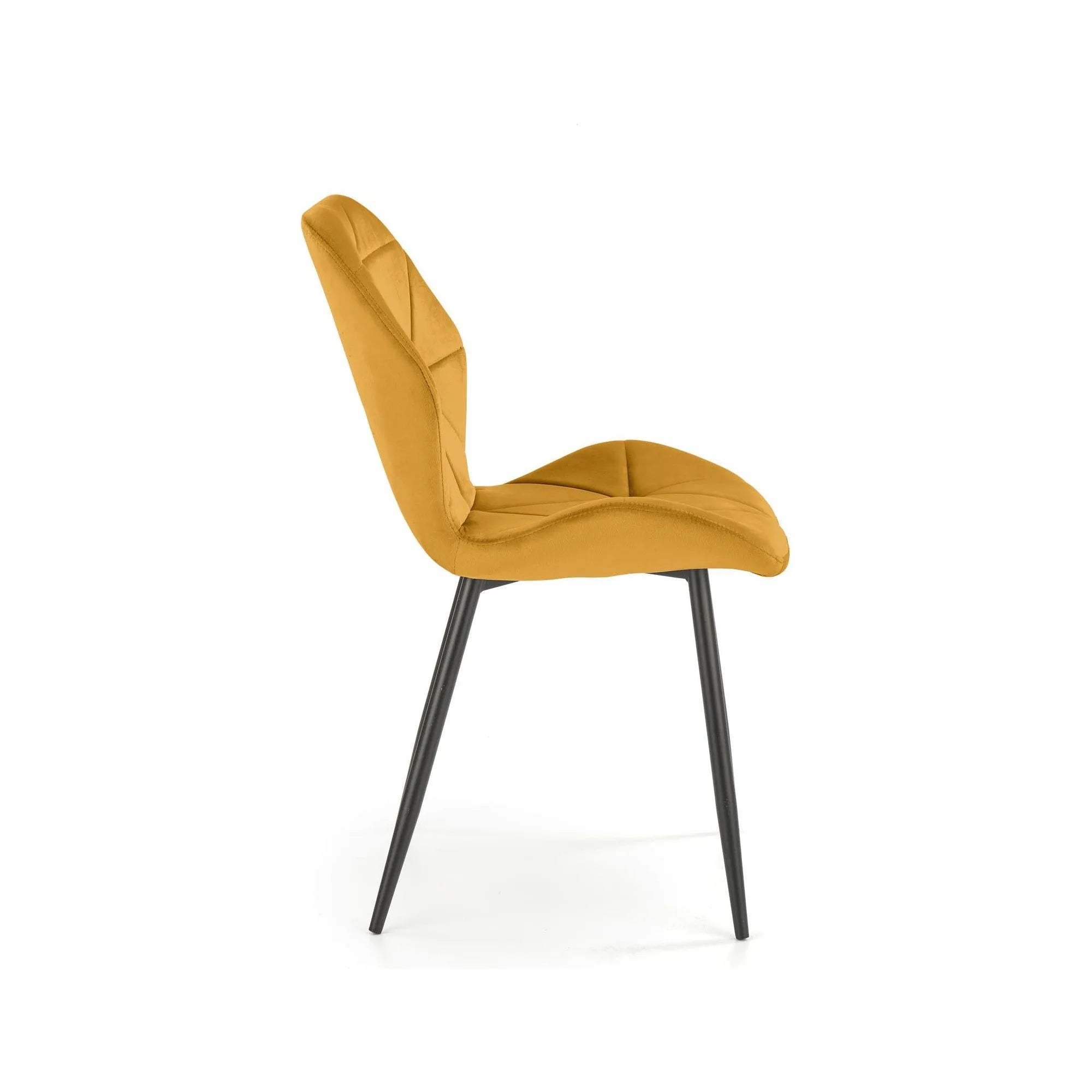 Scaun K453, galben mustar, stofa catifelata/metal, 48x53x86 cm