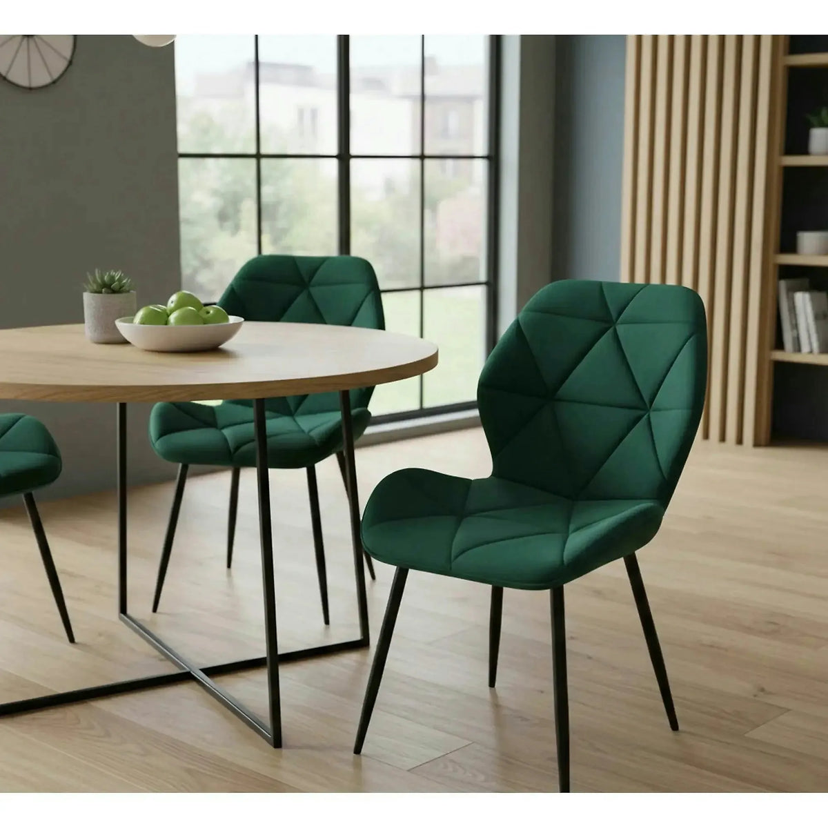 Scaun K453, verde, stofa catifelata/metal, 48x53x86 cm