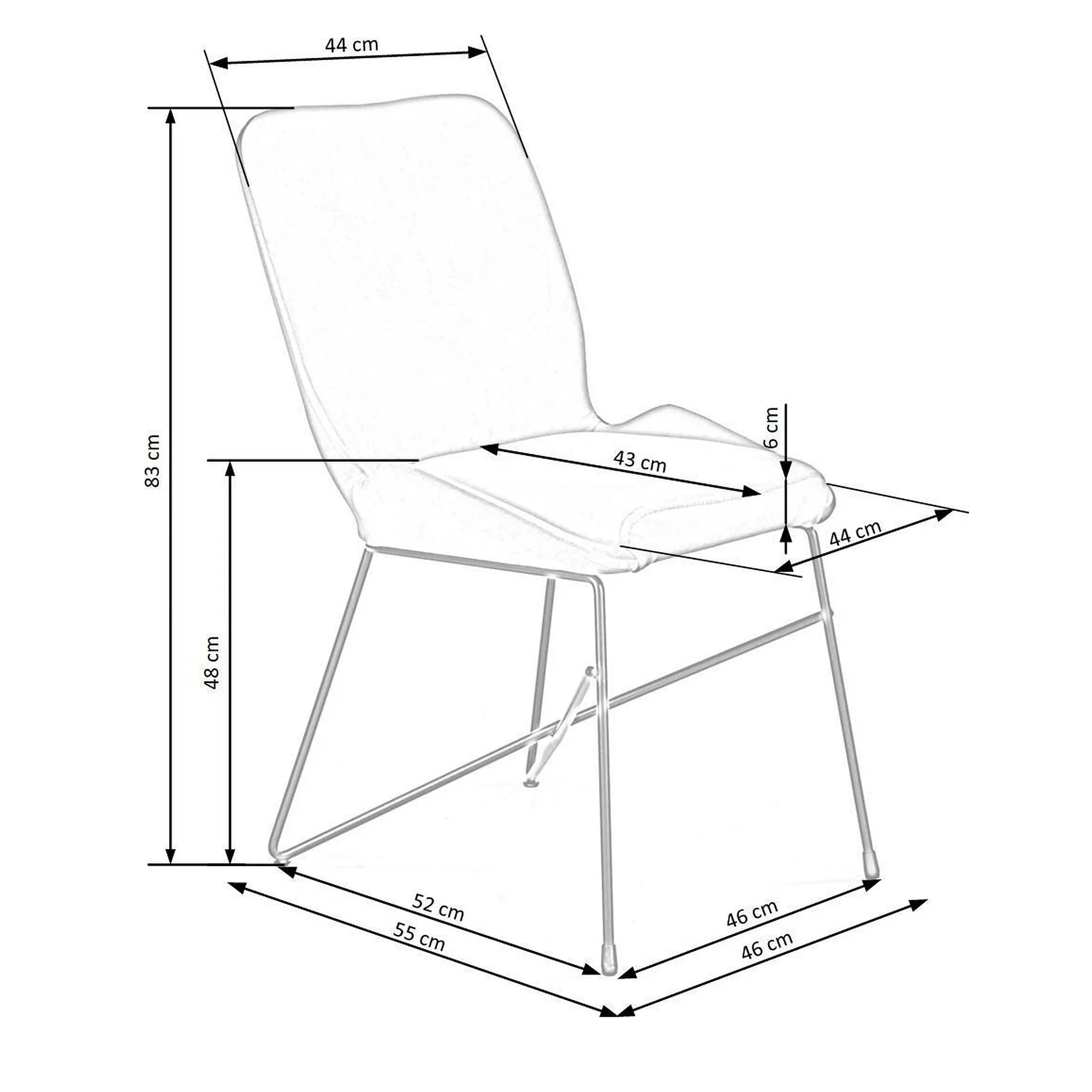 Scaun K454, gri/negru, stofa catifelata/metal, 46x55x83 CM