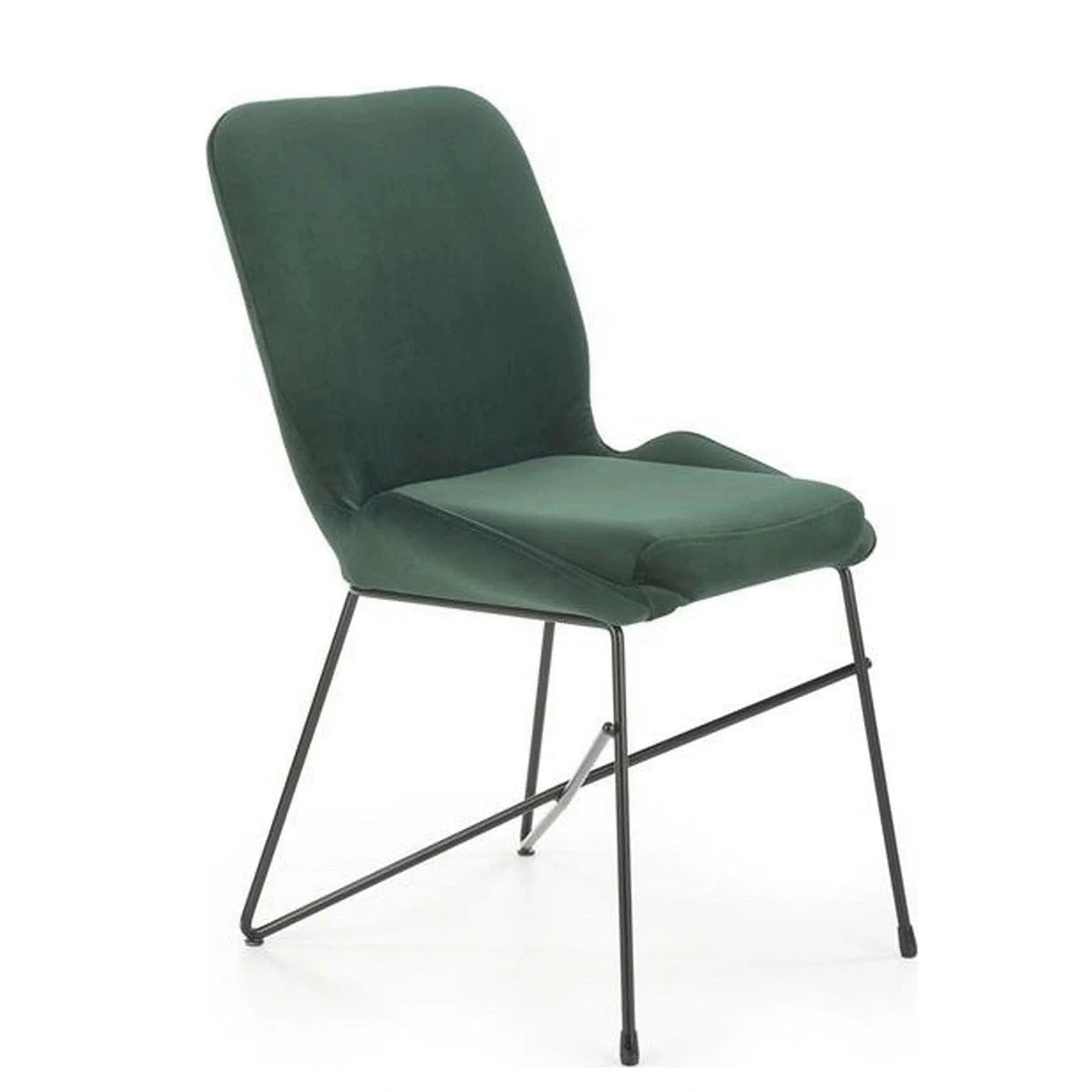 Scaun K454, verde/negru, stofa catifelata/metal, 46x55x83 cm