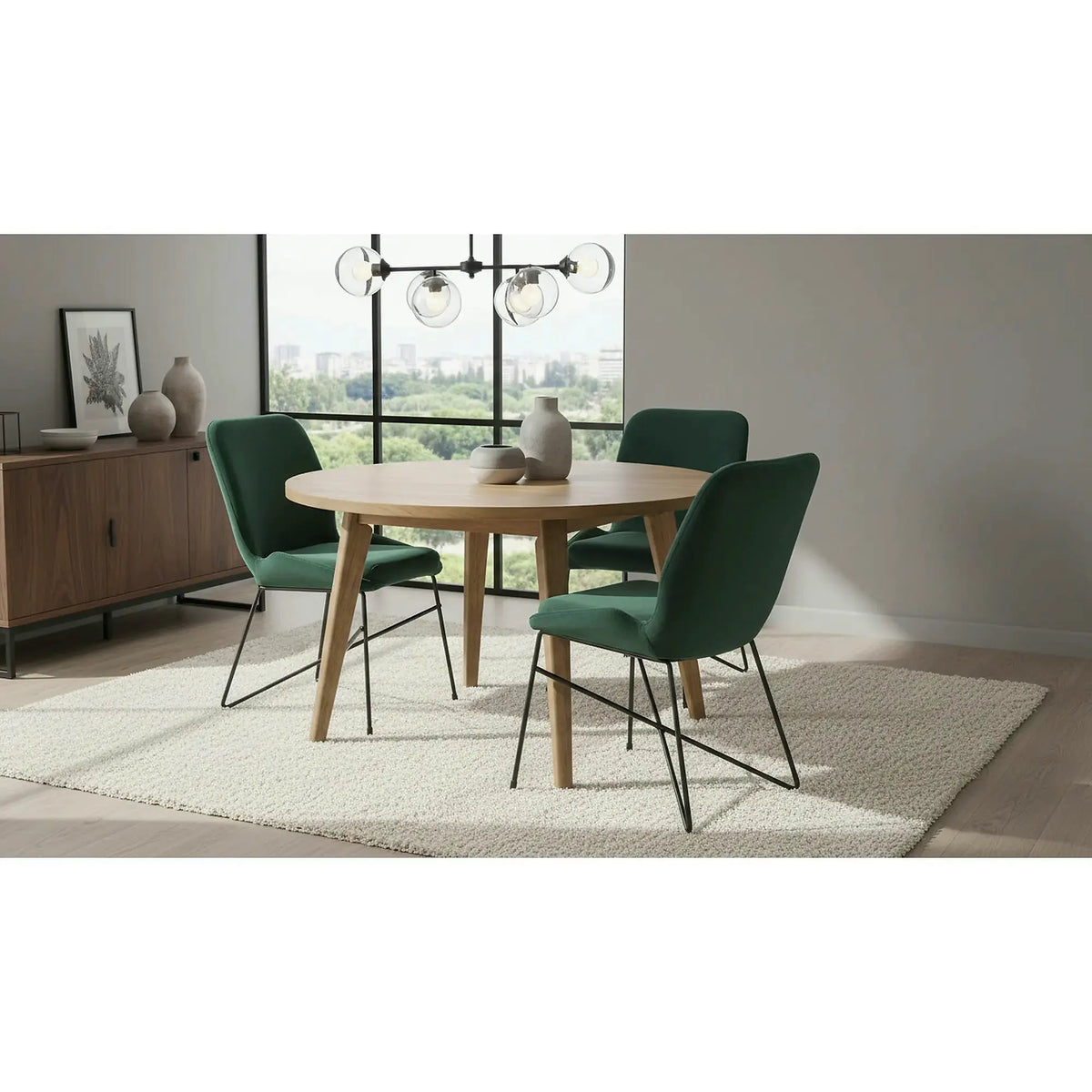 Scaun K454, verde/negru, stofa catifelata/metal, 46x55x83 cm