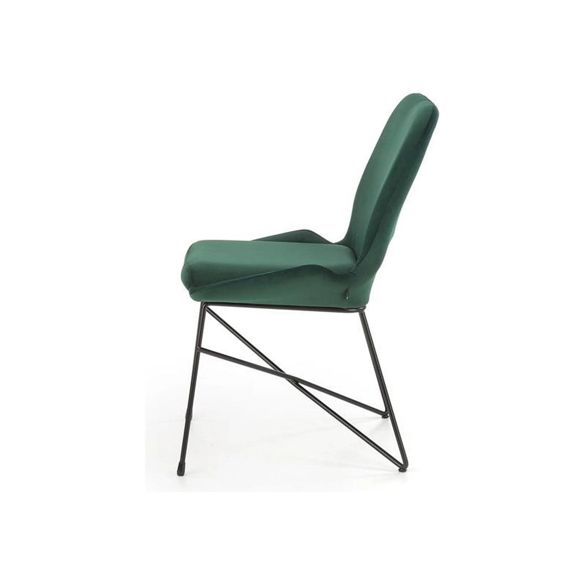 Scaun K454, verde/negru, stofa catifelata/metal, 46x55x83 cm