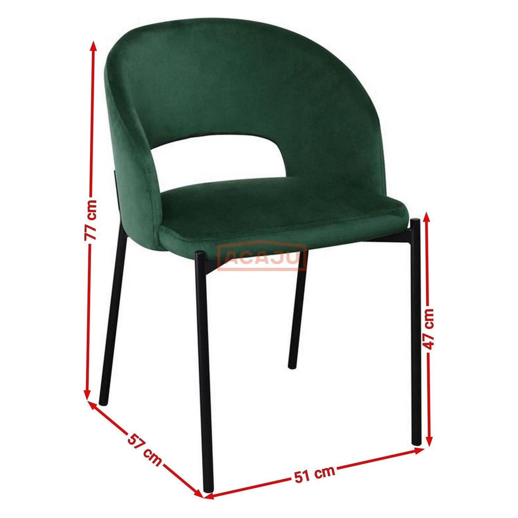 Scaun K455, verde/negru, stofa catifelata/metal, 51x57x77 cm