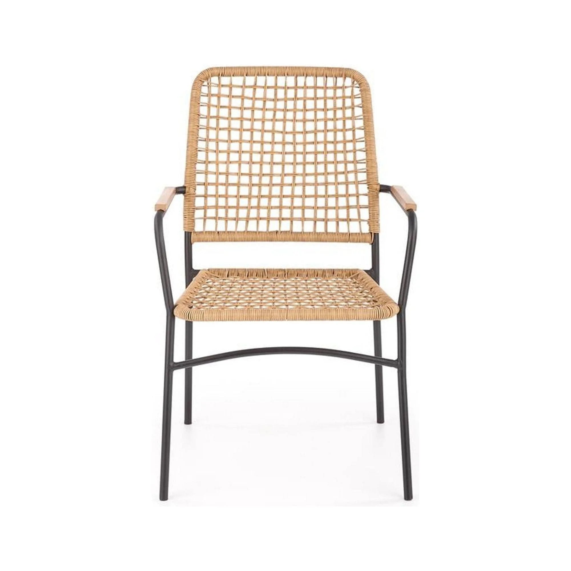 Scaun K457, bej/negru, ratan sintetic/otel, 59x62x90 cm
