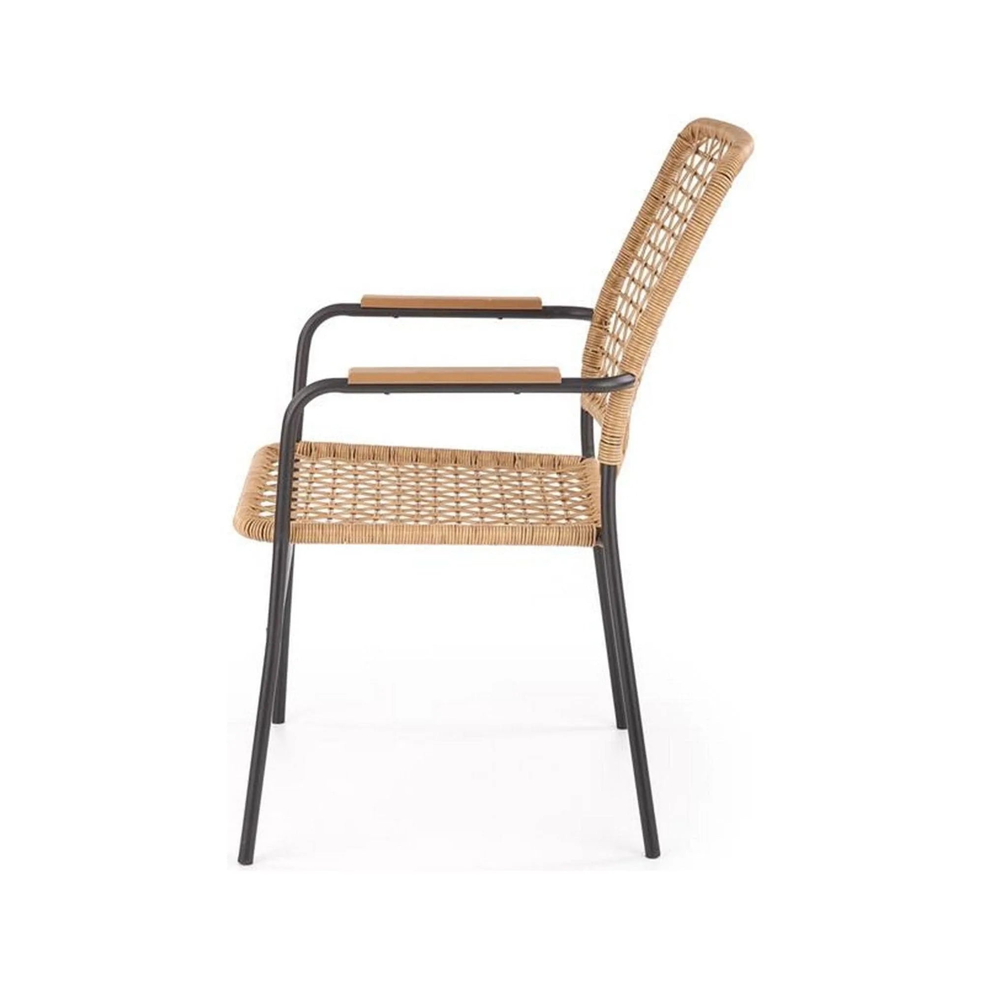 Scaun K457, bej/negru, ratan sintetic/otel, 59x62x90 cm