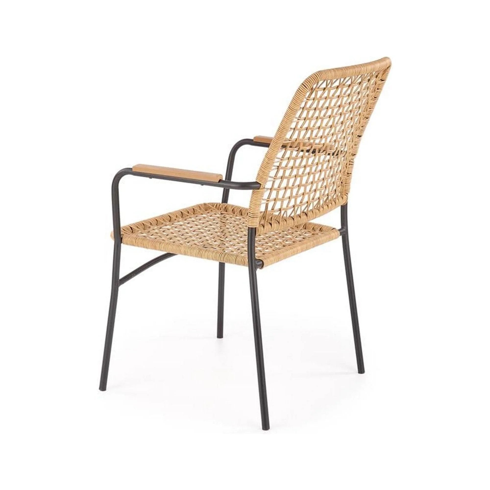 Scaun K457, bej/negru, ratan sintetic/otel, 59x62x90 cm