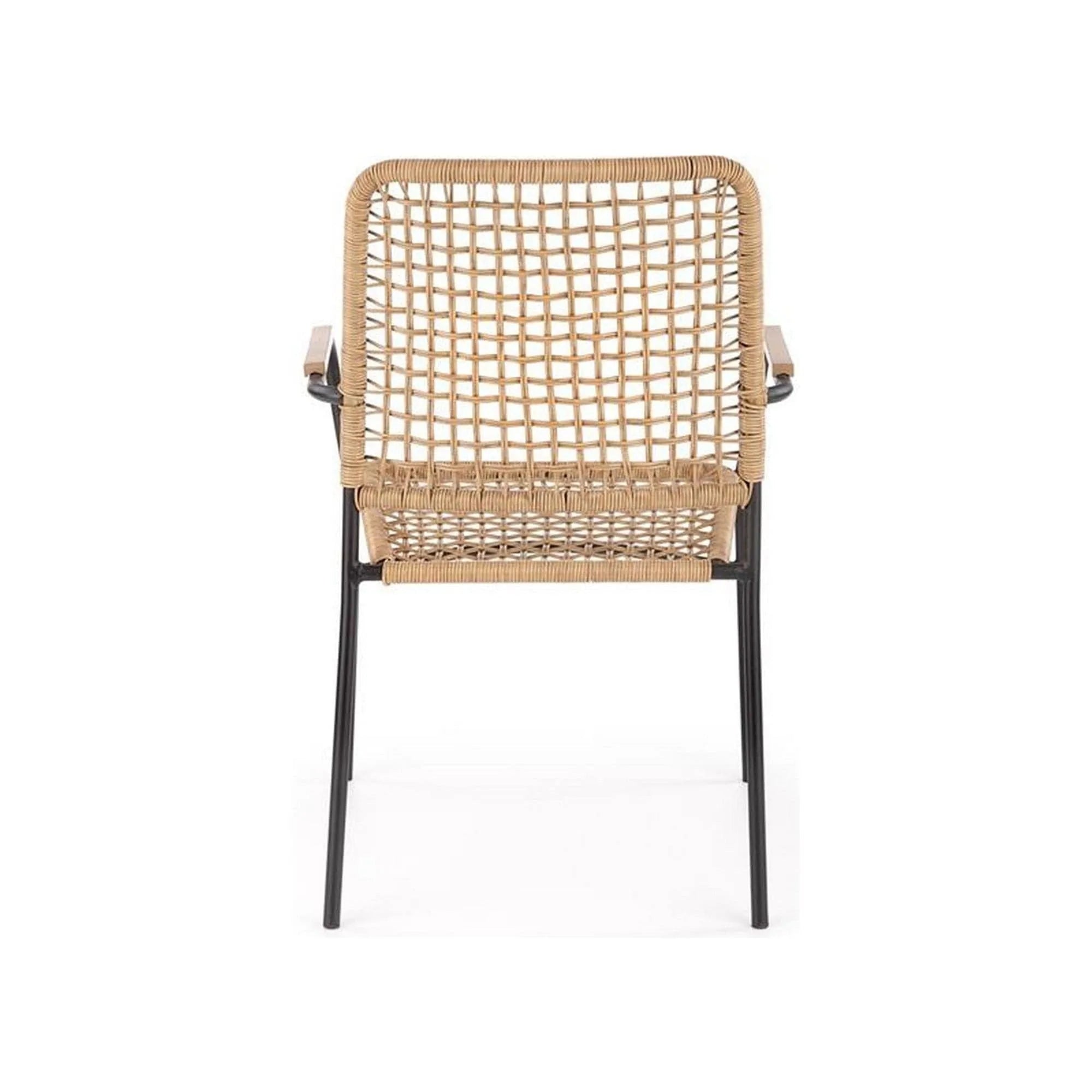 Scaun K457, bej/negru, ratan sintetic/otel, 59x62x90 cm