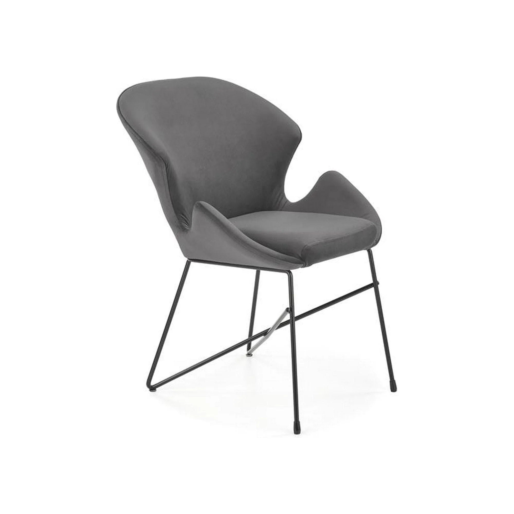 Scaun K458, gri/negru, stofa catifelata/metal, 57x62x82 cm