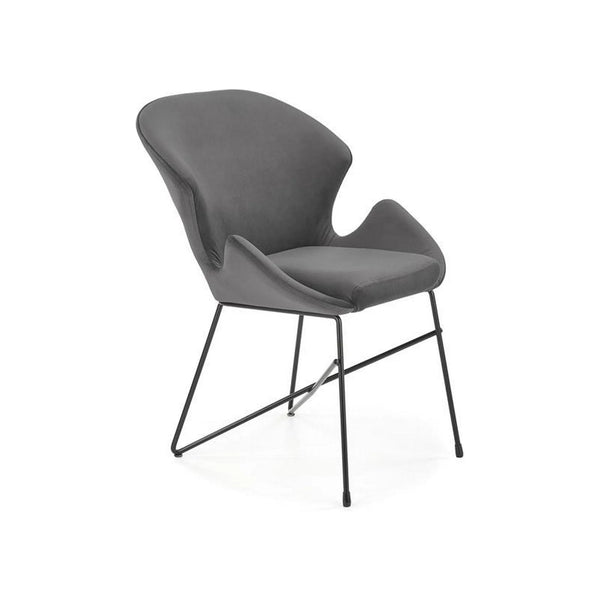 Scaun K458, gri/negru, stofa catifelata/metal, 57x62x82 cm